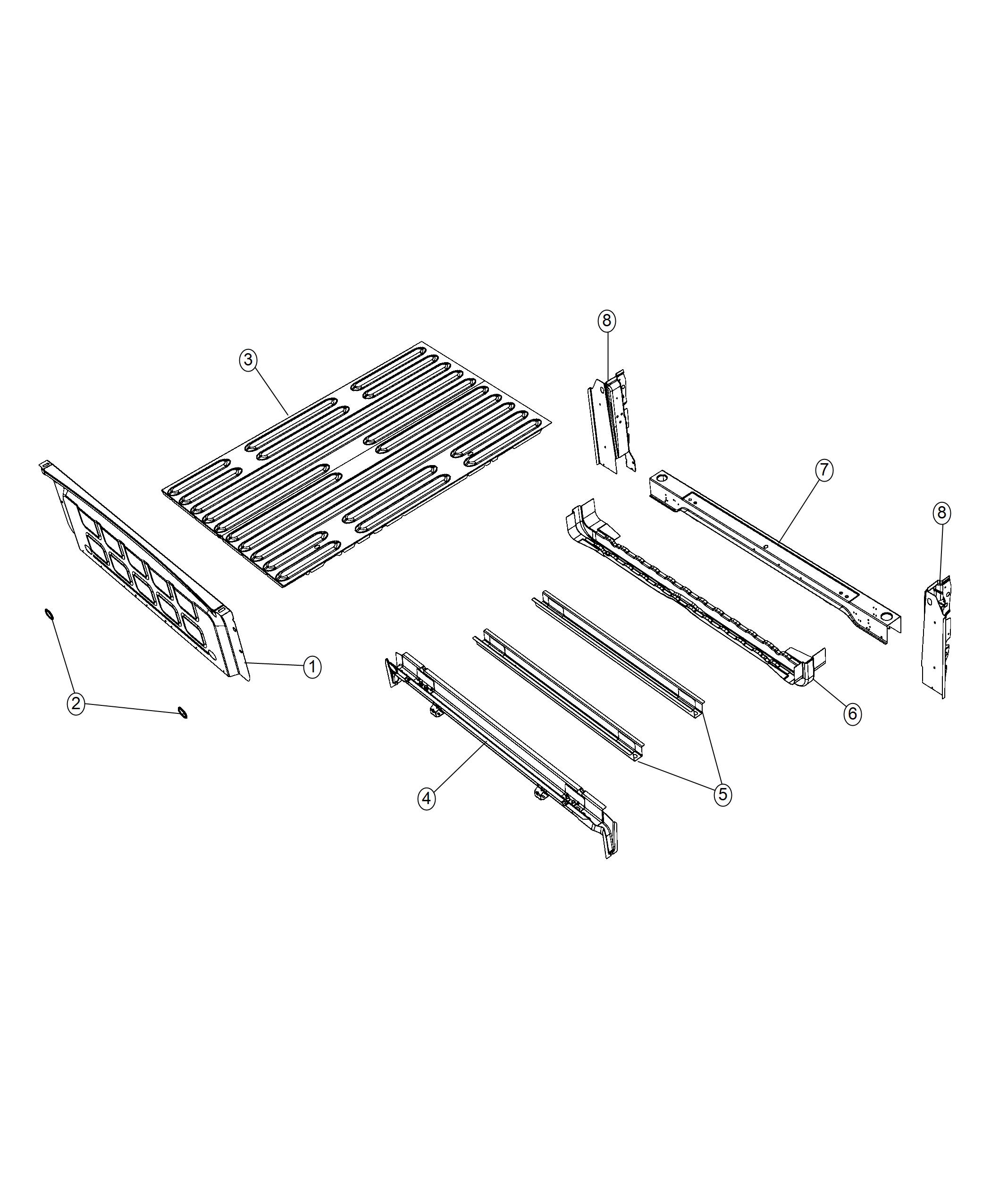 6.5 Foot Pick Up Box Crossmember. Diagram