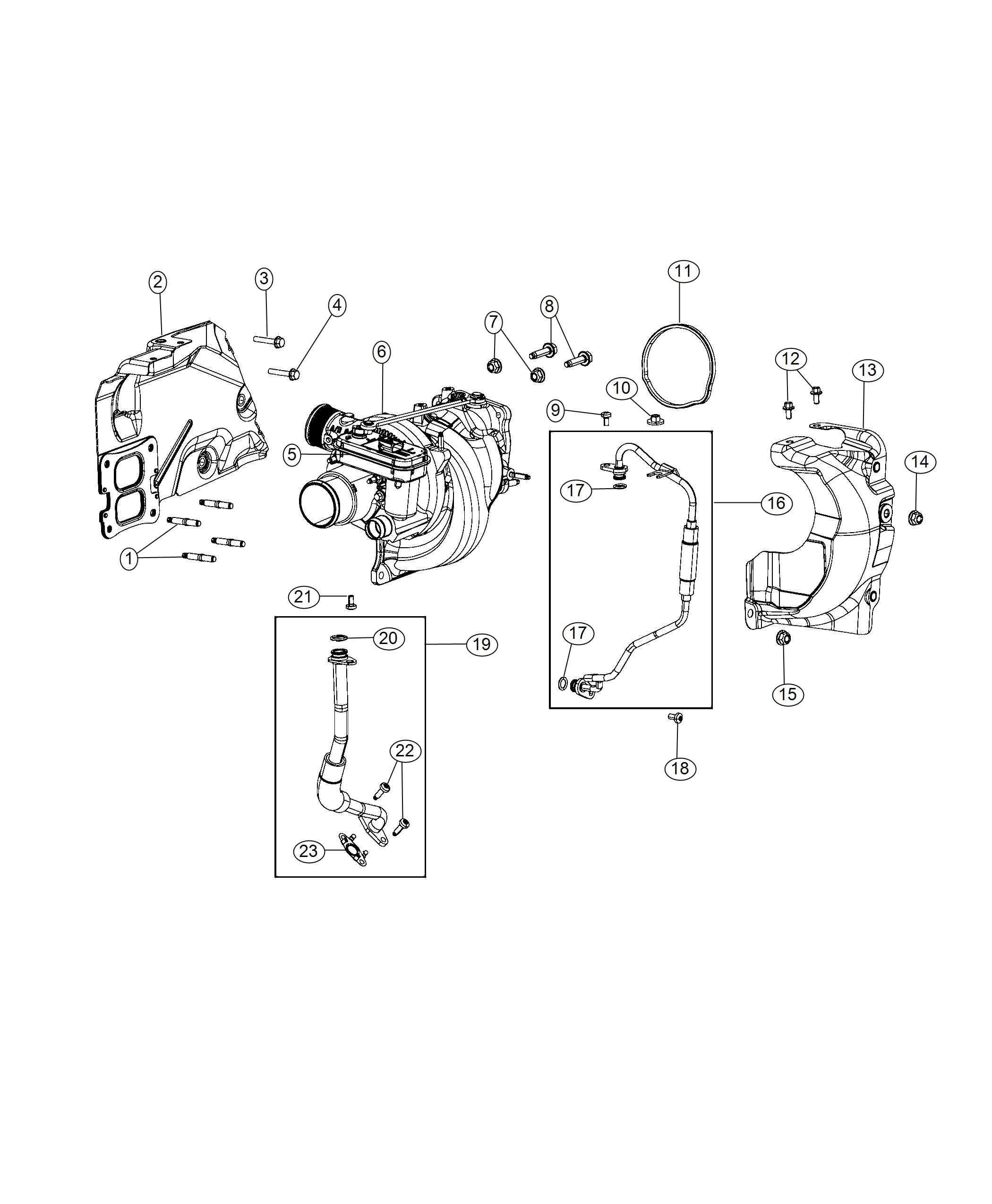 Turbocharger And Oil Hoses/Tubes 2.0L Direct Injected Turbo. Diagram