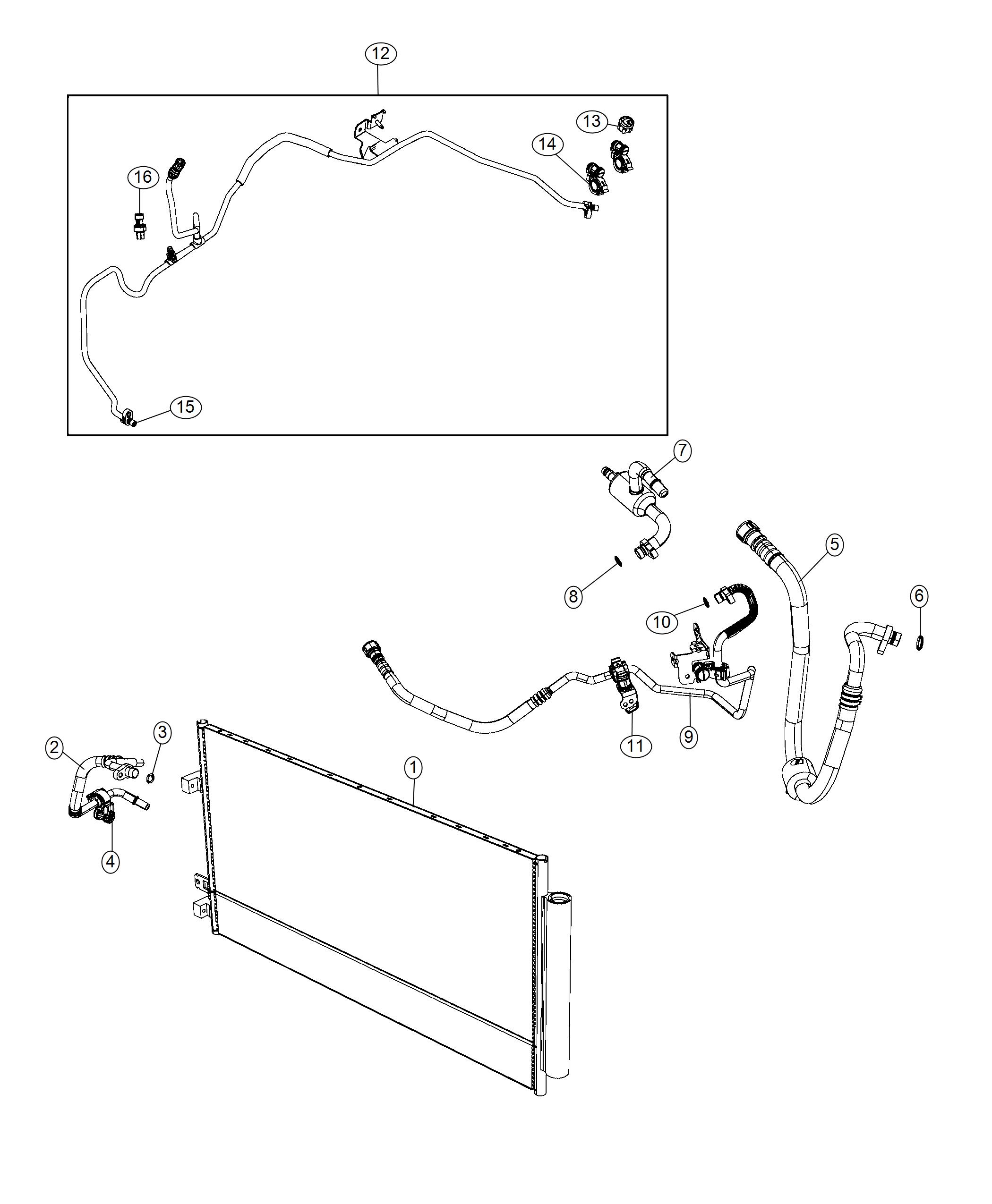 Diagram A/C Plumbing,1.4L [1.4L I4 MultiAir Turbo Engine]. for your 2013 Jeep Wrangler   