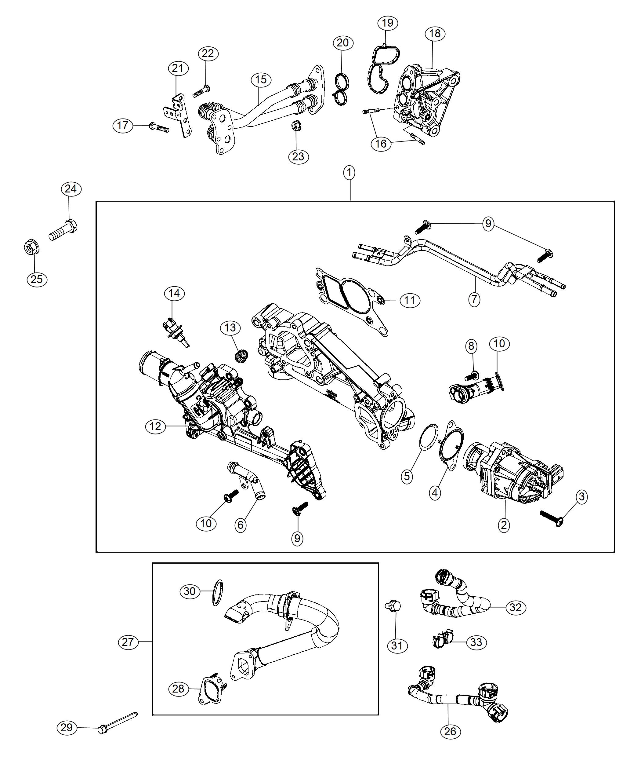 Diagram EGR Valve 1.6L [1.6L I4 B Eco Turbo Diesel Eng w/ESS] with [6-Speed C635 Manual Transmission] 2.0L Diesel [2.0L I4 Turbo Diesel Engine w/ ESS] with [9-Spd 948TE FWD/AWD Auto Trans (Make]. for your 2023 Jeep Renegade   