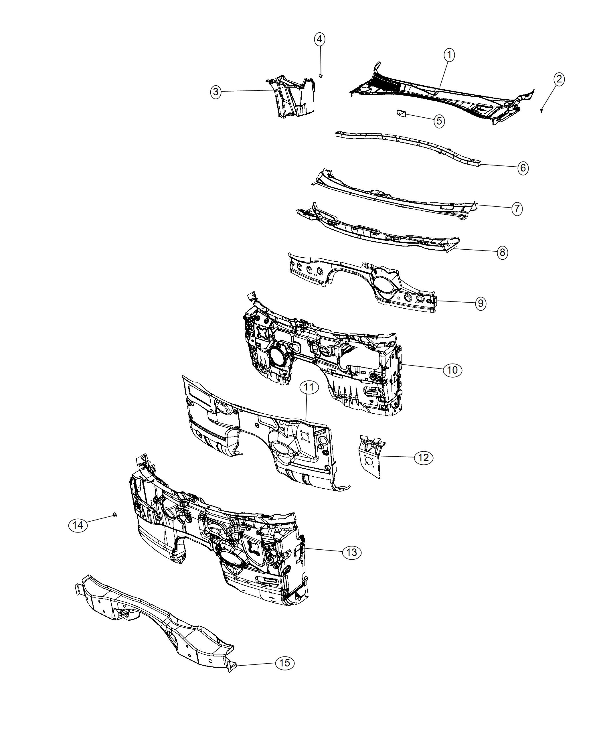 Diagram Cowl , Dash Panel and Related Parts. for your Dodge Charger  