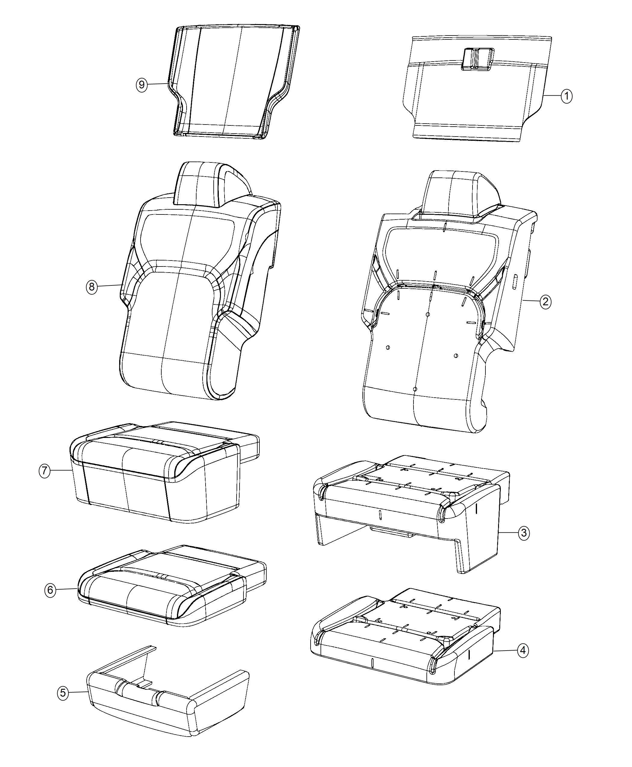 Diagram Front Seat - Center Seat. for your Jeep