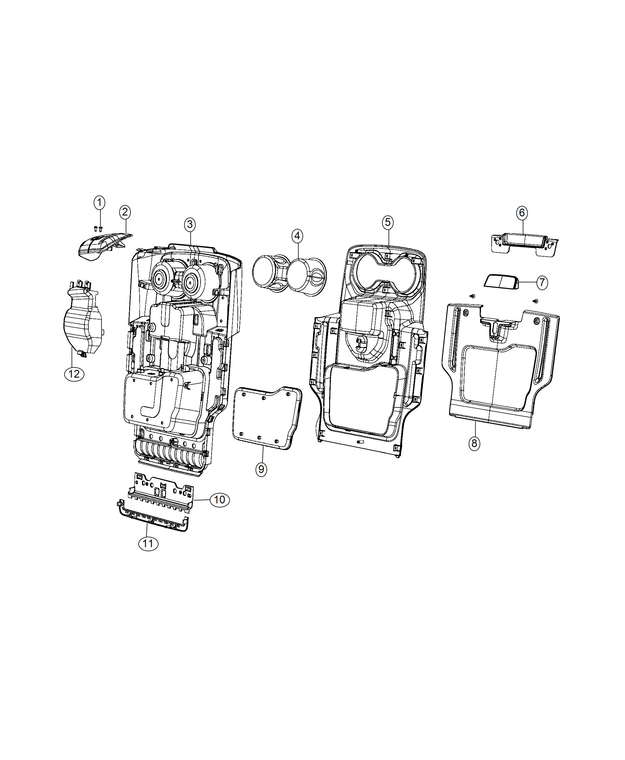 Diagram Center Seat Back Plastics. for your Jeep