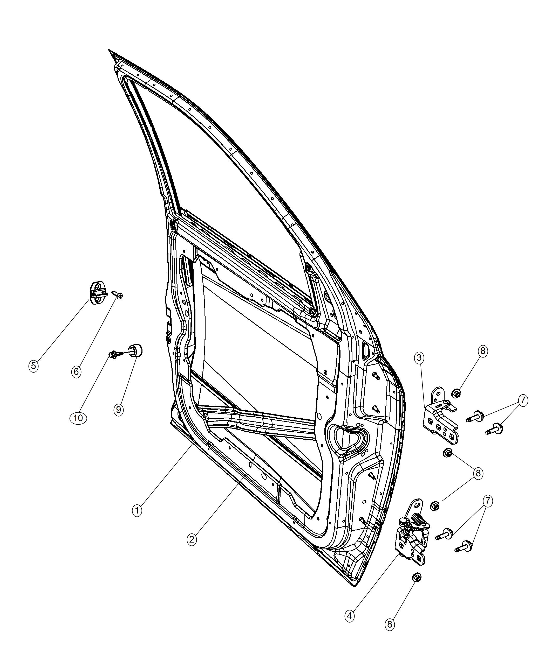 Diagram Front Door, Shell and Hinges. for your Ram Laramie  