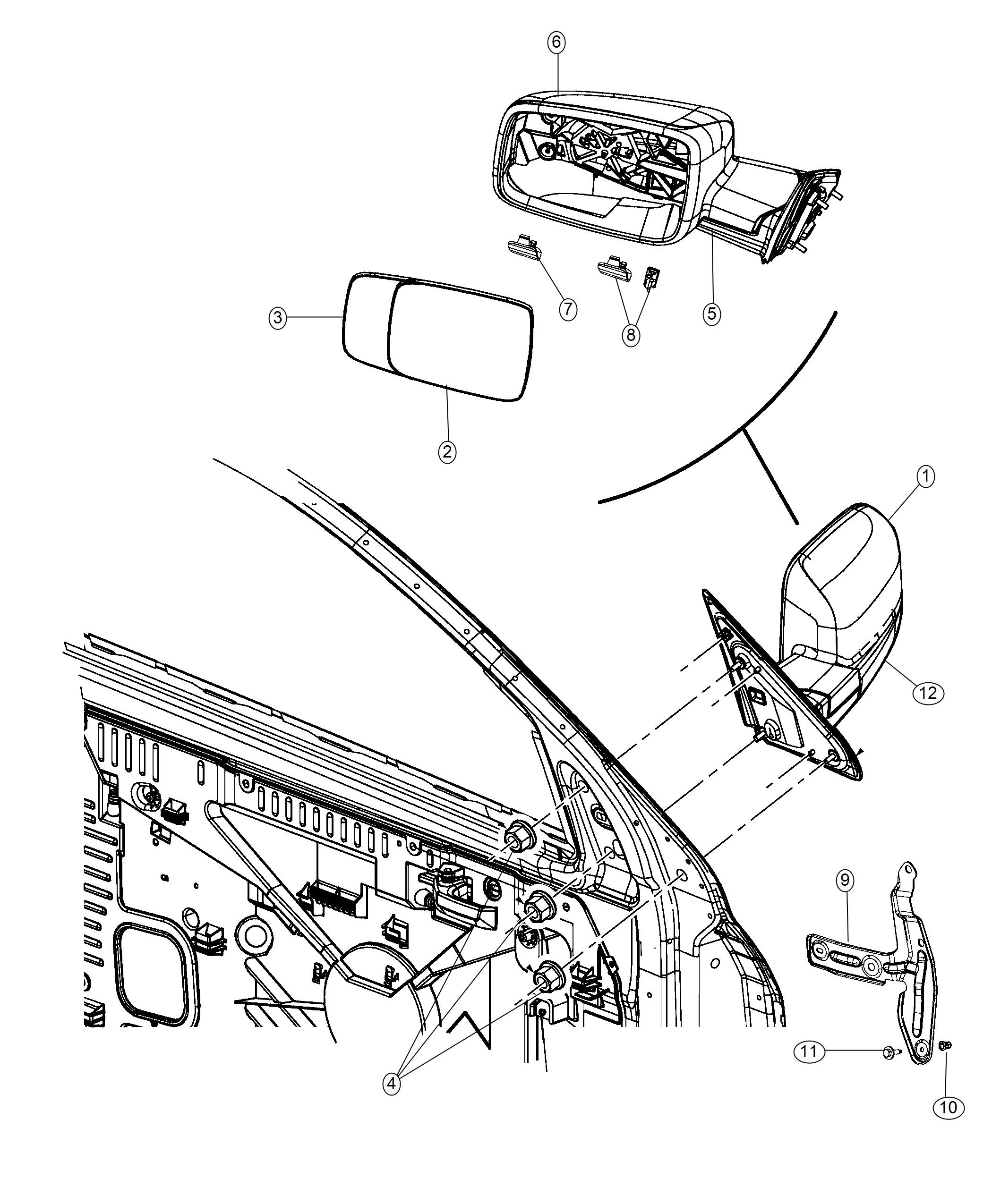 Diagram Mirror, Exterior. for your Ram 1500  