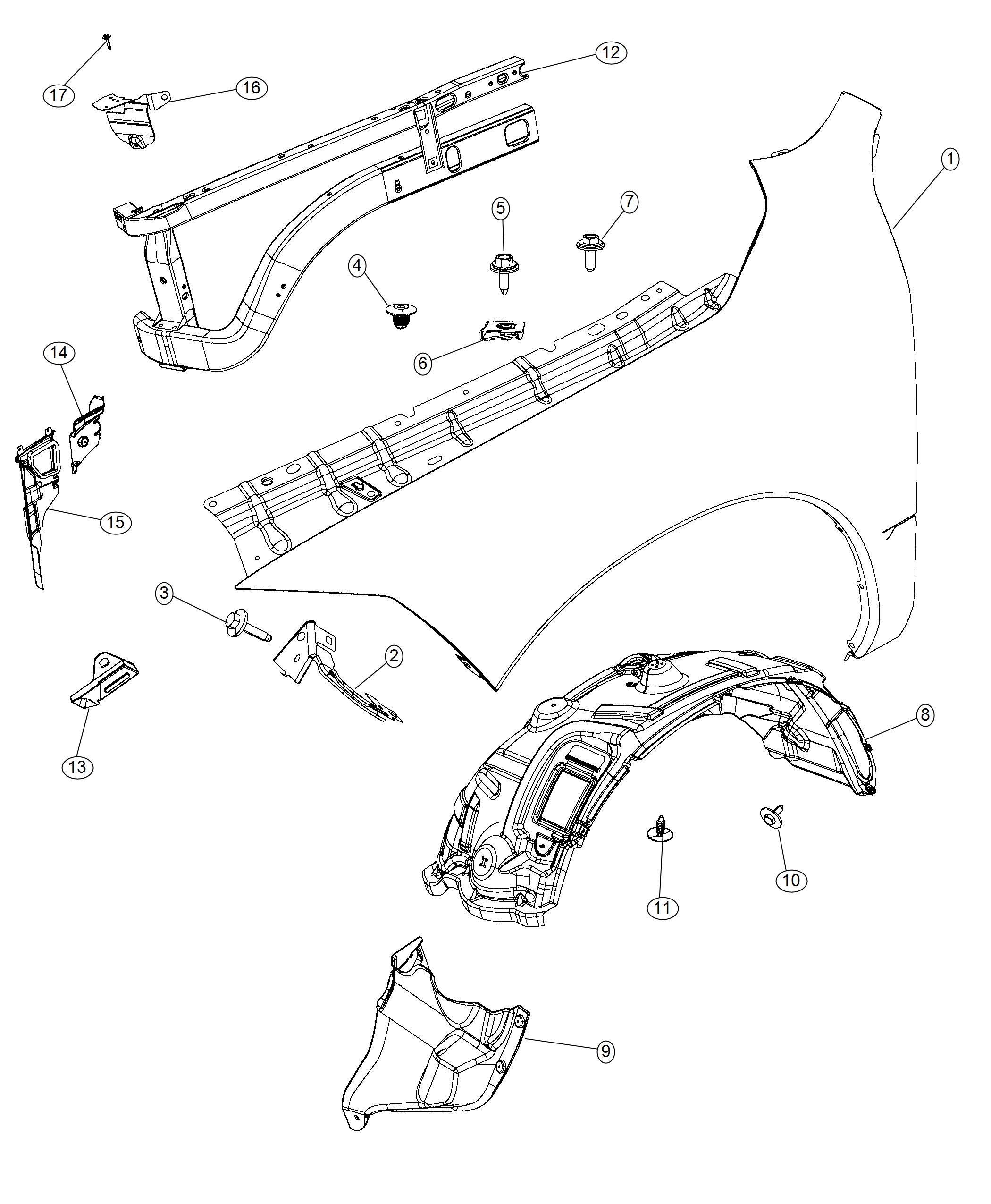 Diagram Front Fenders. for your 2000 Chrysler 300  M 