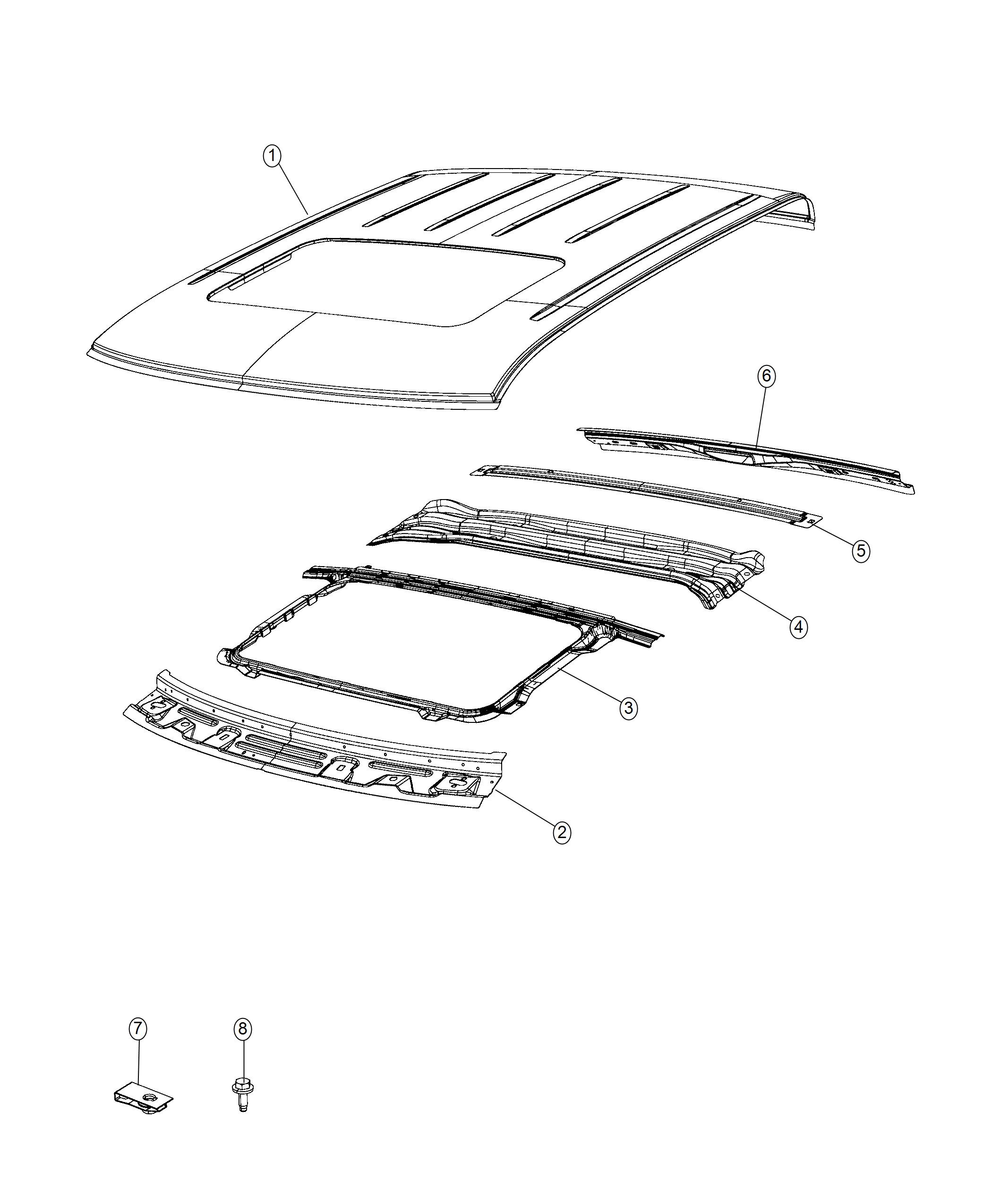 Diagram Panel, Roof with Sunroof. for your 2009 Ram 3500   