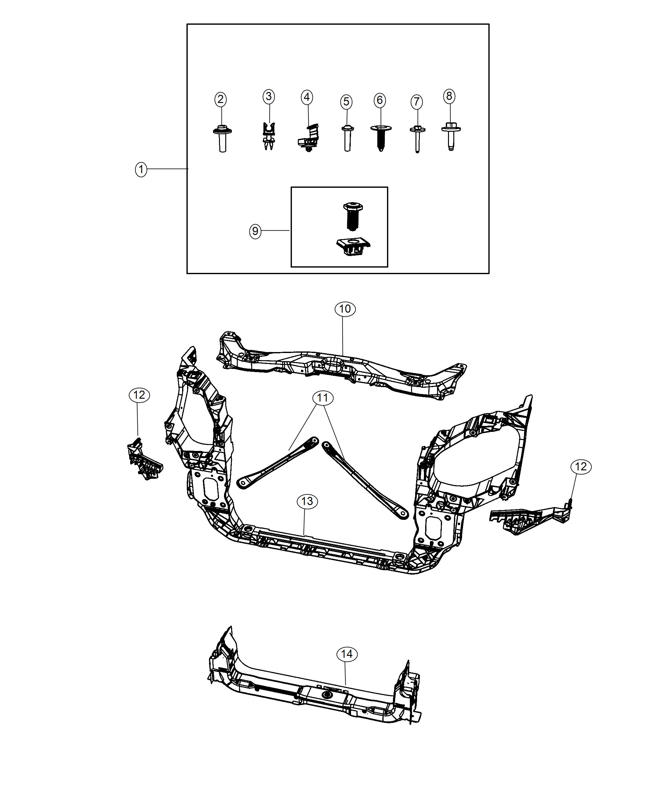 Diagram Radiator Support. for your 2023 Dodge Durango R/T  
