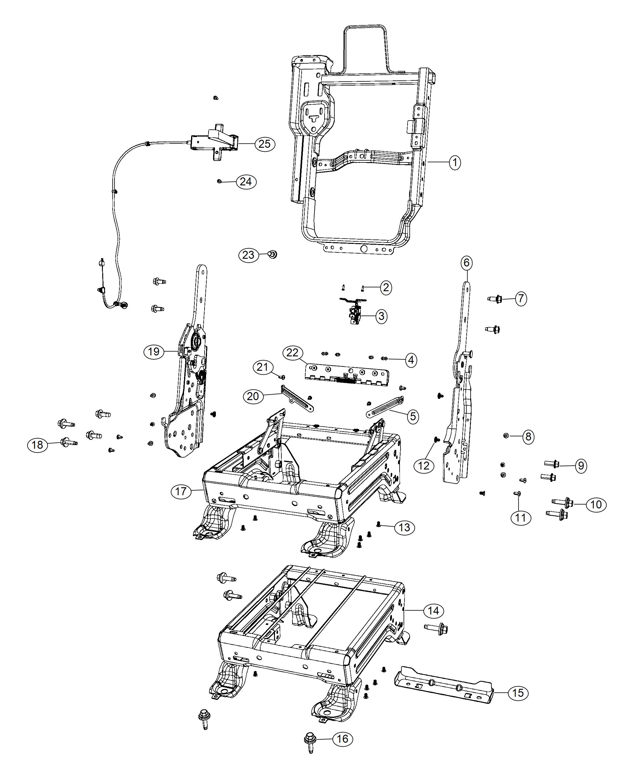 Center Seat Frames And Hardware. Diagram