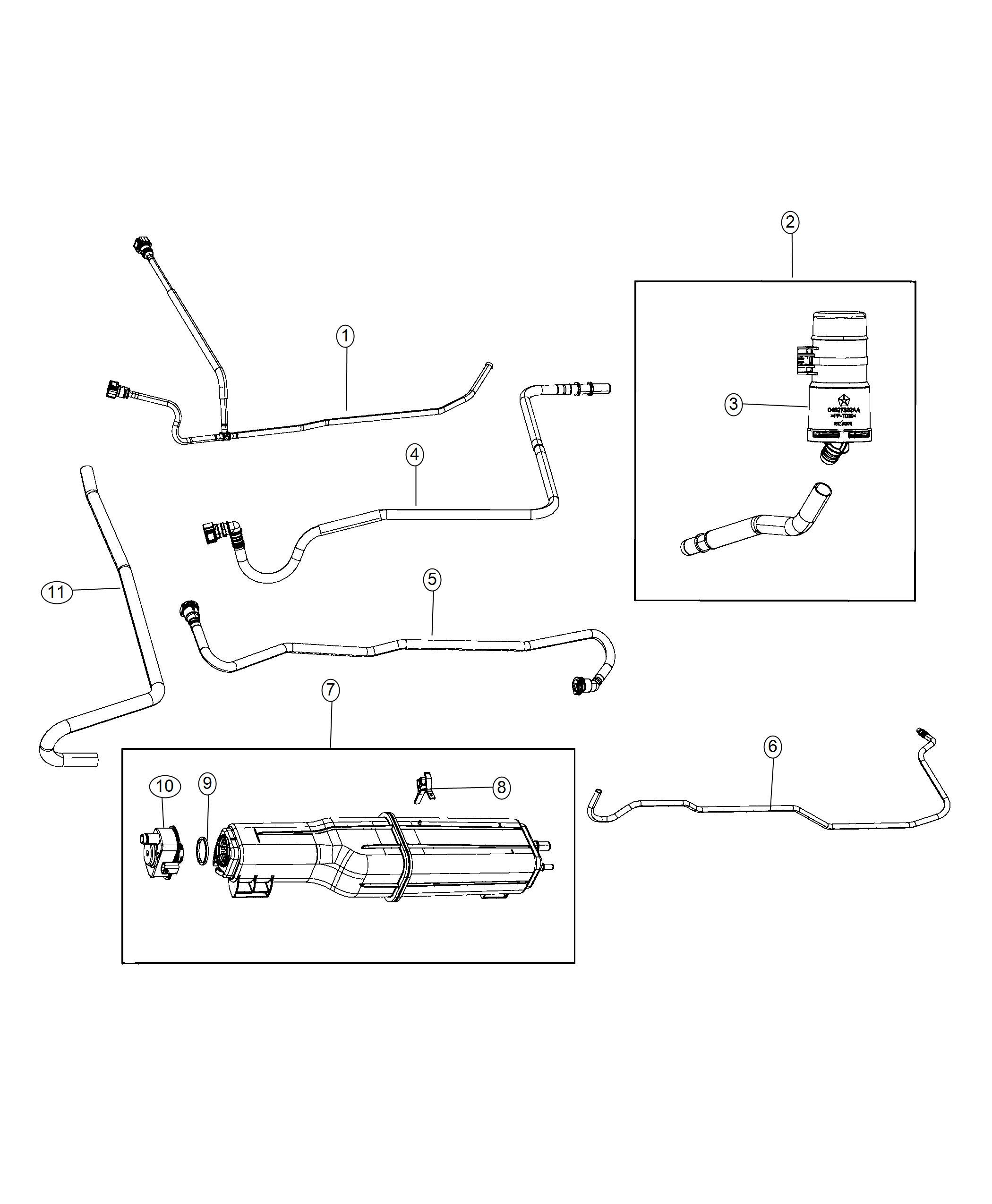 Diagram Vapor Canister and Leak Detection Pump. for your 2002 Chrysler 300  M 