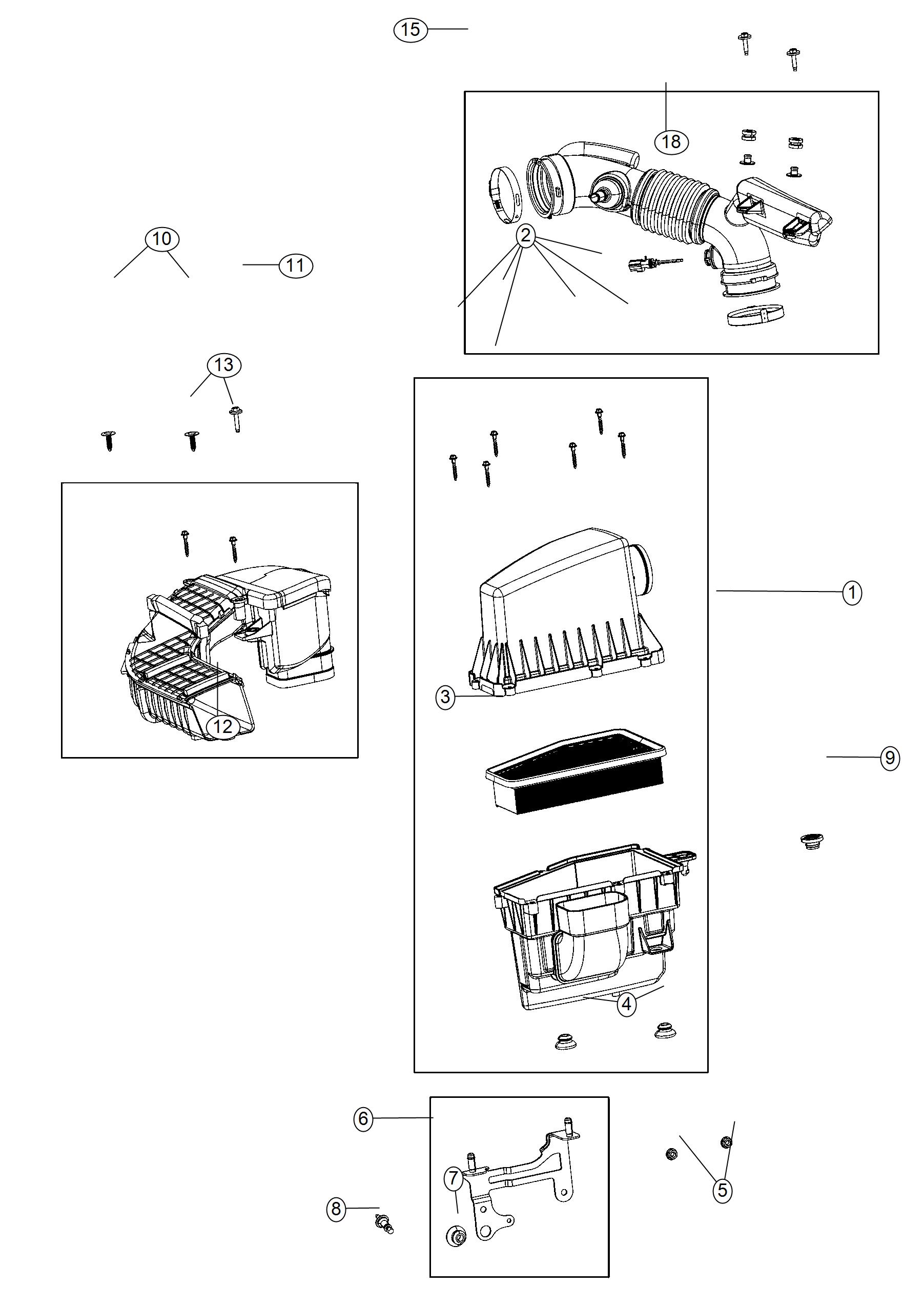 Diagram Air Cleaner 2.4L [2.4L I4 MULTIAIR ENGINE W/ ESS] [2.4L I4 ZERO EVAP M-AIR ENGINE W/ESS]. for your Jeep