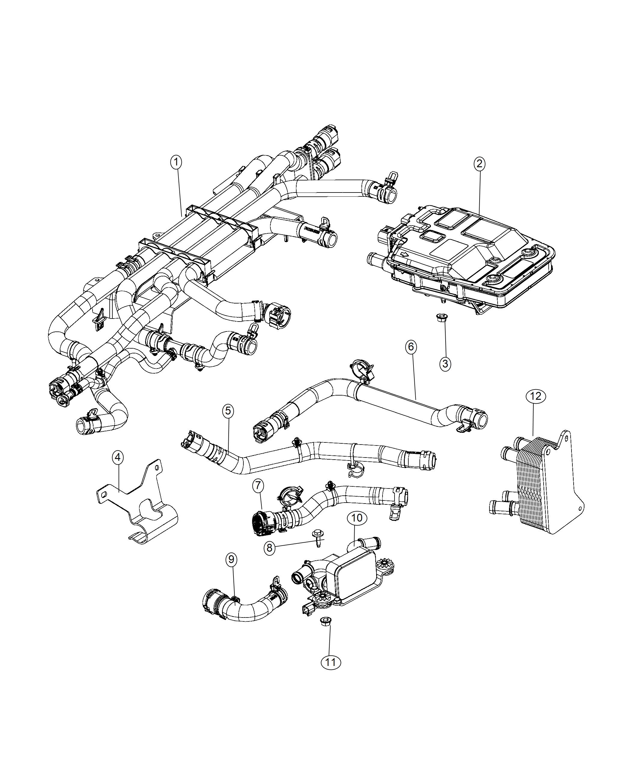 Diagram Heater, Heat Exchanger And Hoses. for your Chrysler