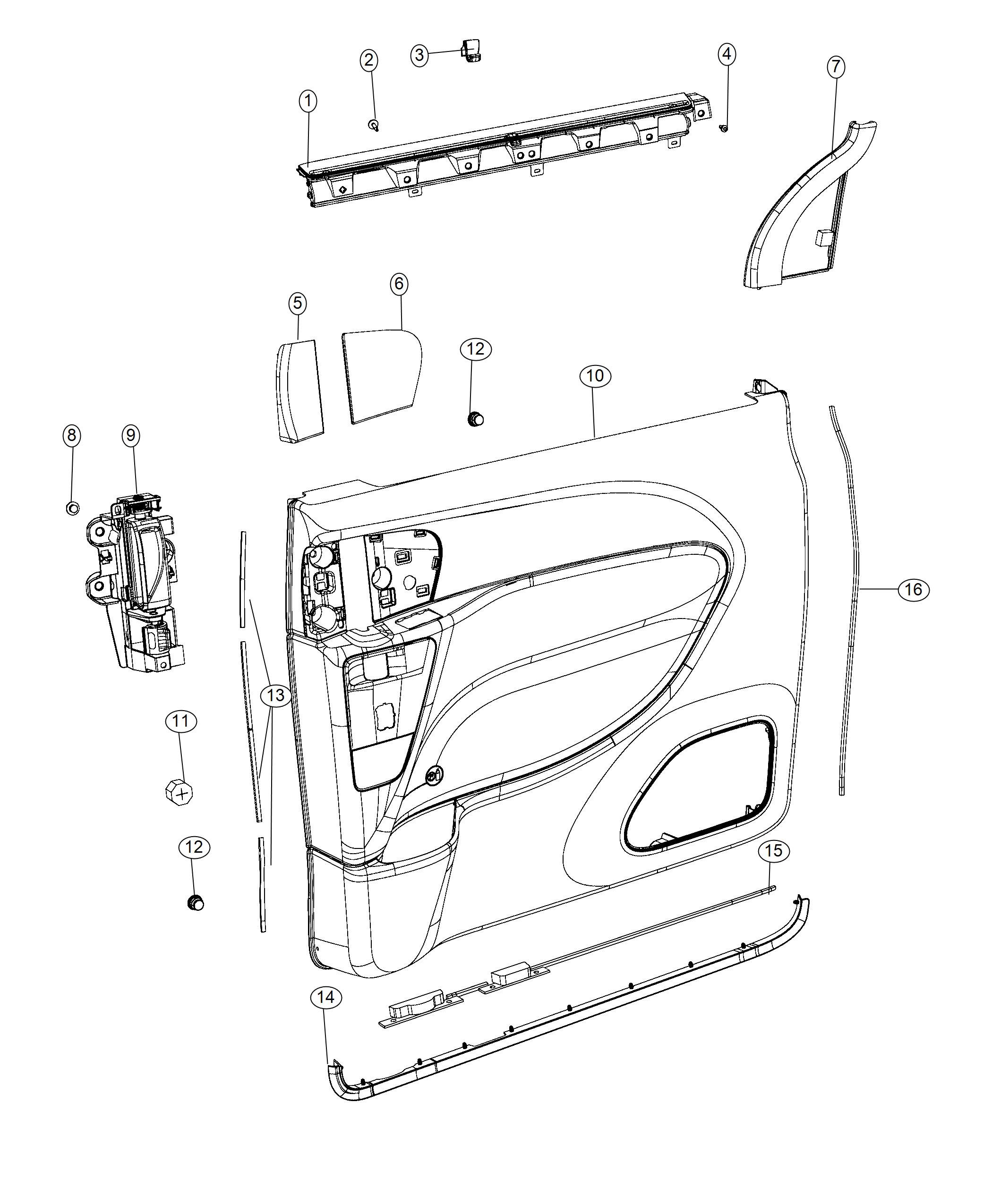 Diagram Sliding Door Trim Panels. for your 2008 Chrysler Pacifica   