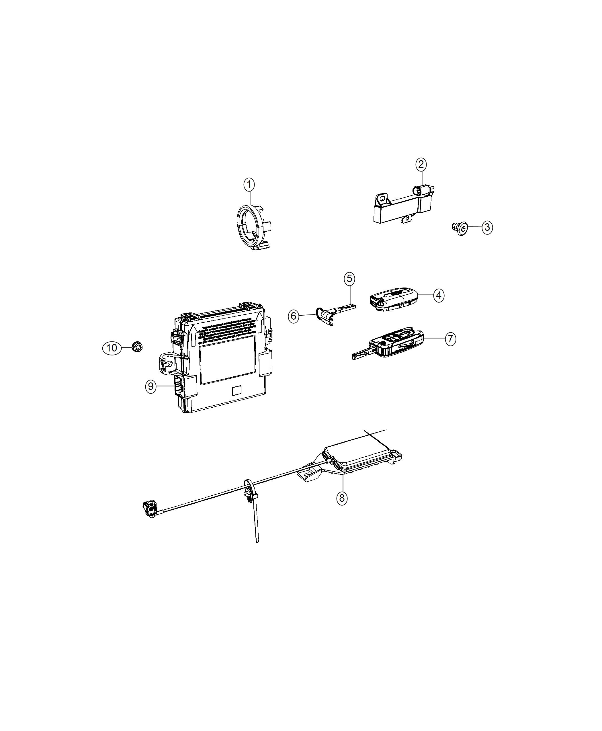 Diagram Modules, Receivers, Passive Entry, Keys, And Key FOBs. for your Jeep Compass  