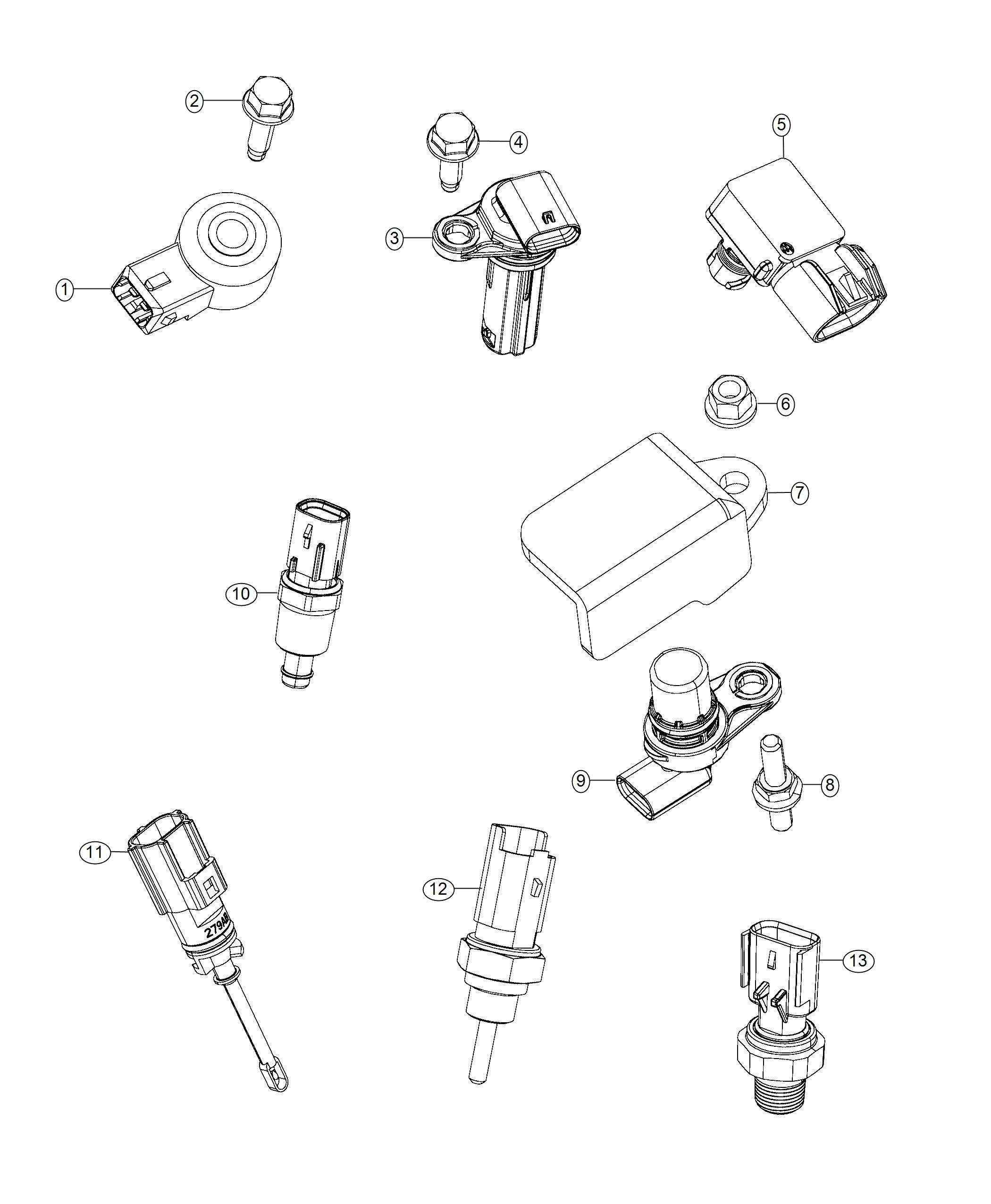 Diagram Sensors, Engine Compartment. for your Jeep