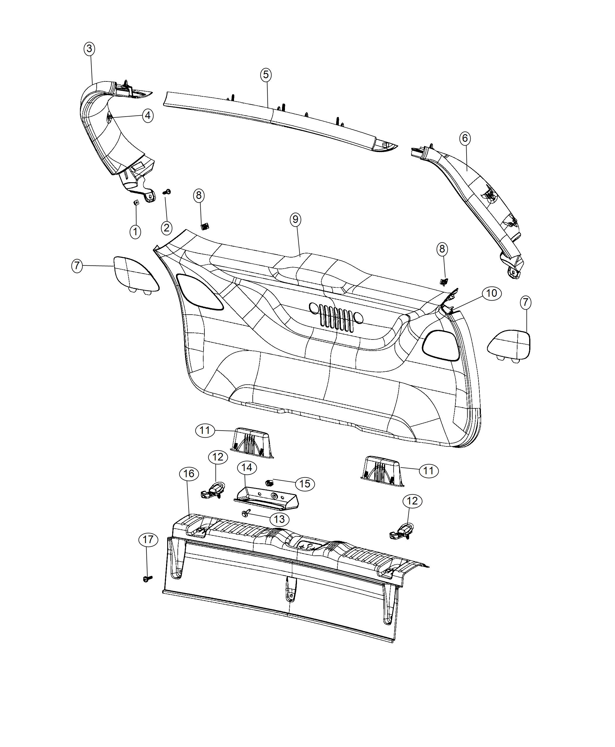 Diagram Liftgate Trim Panel And Scuff Plate. for your 2000 Chrysler 300  M 