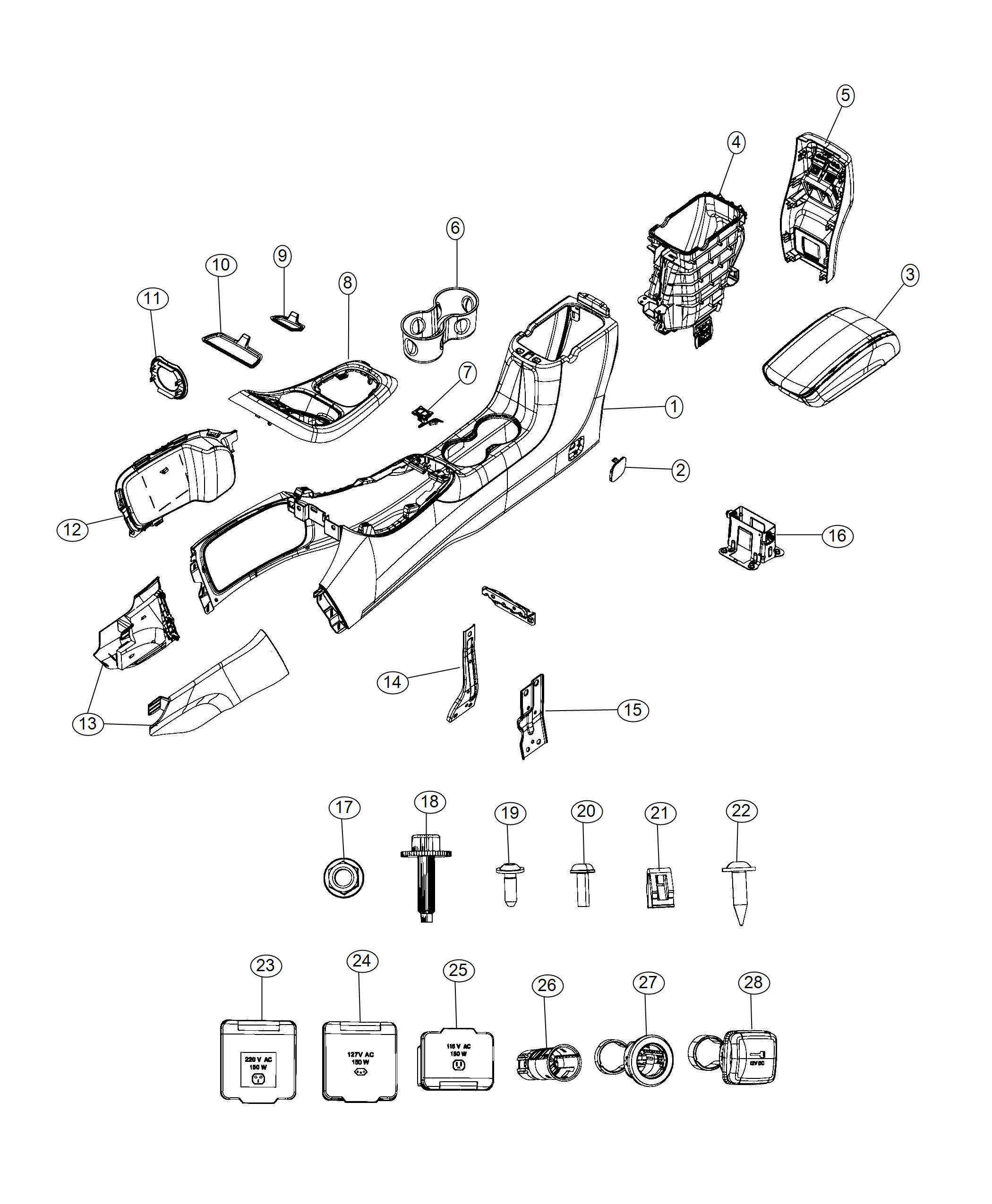 Diagram Floor Console. for your 2004 Chrysler 300  M 