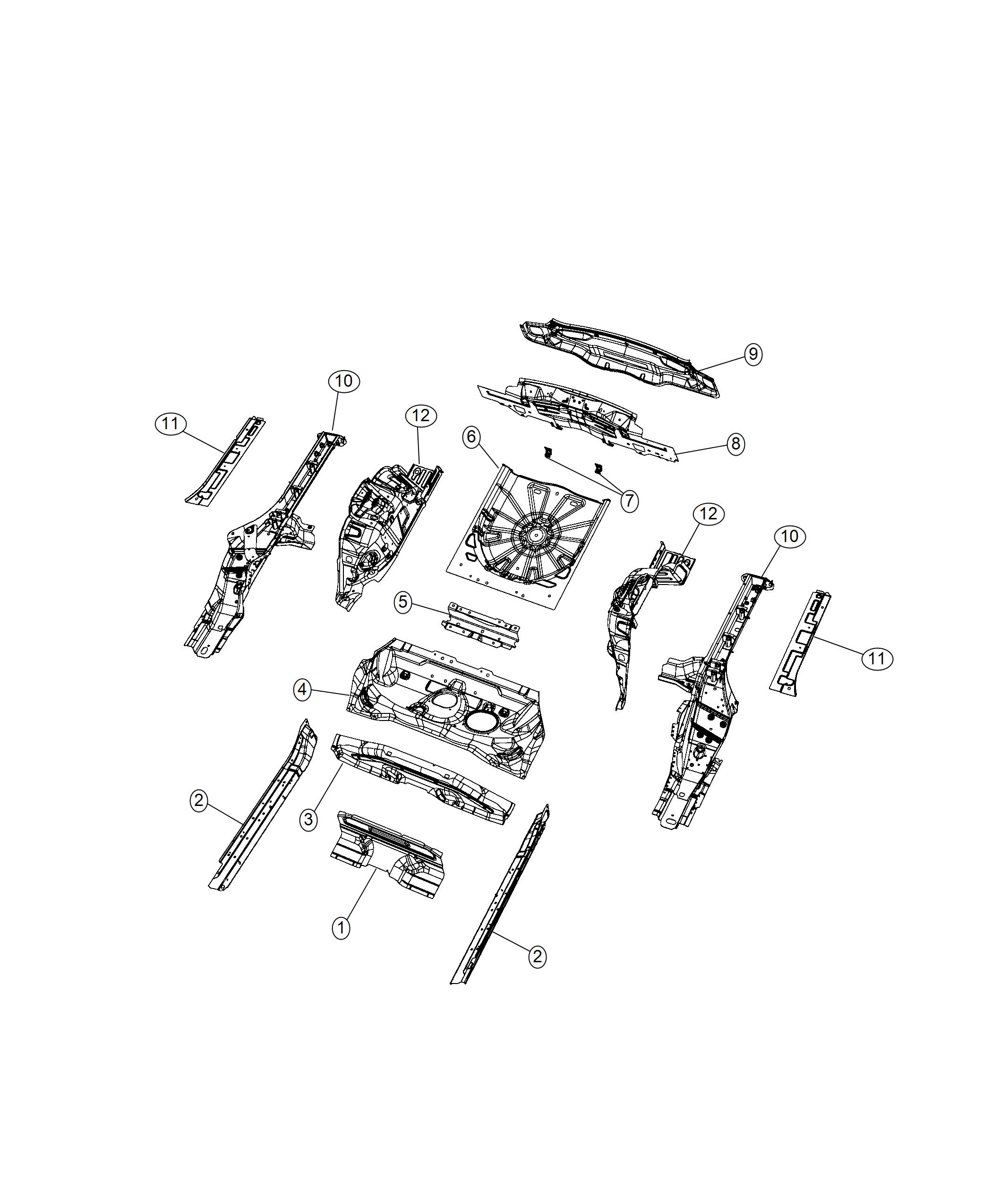 Diagram Center and Rear Floor Pan. for your 2003 Chrysler 300  M 