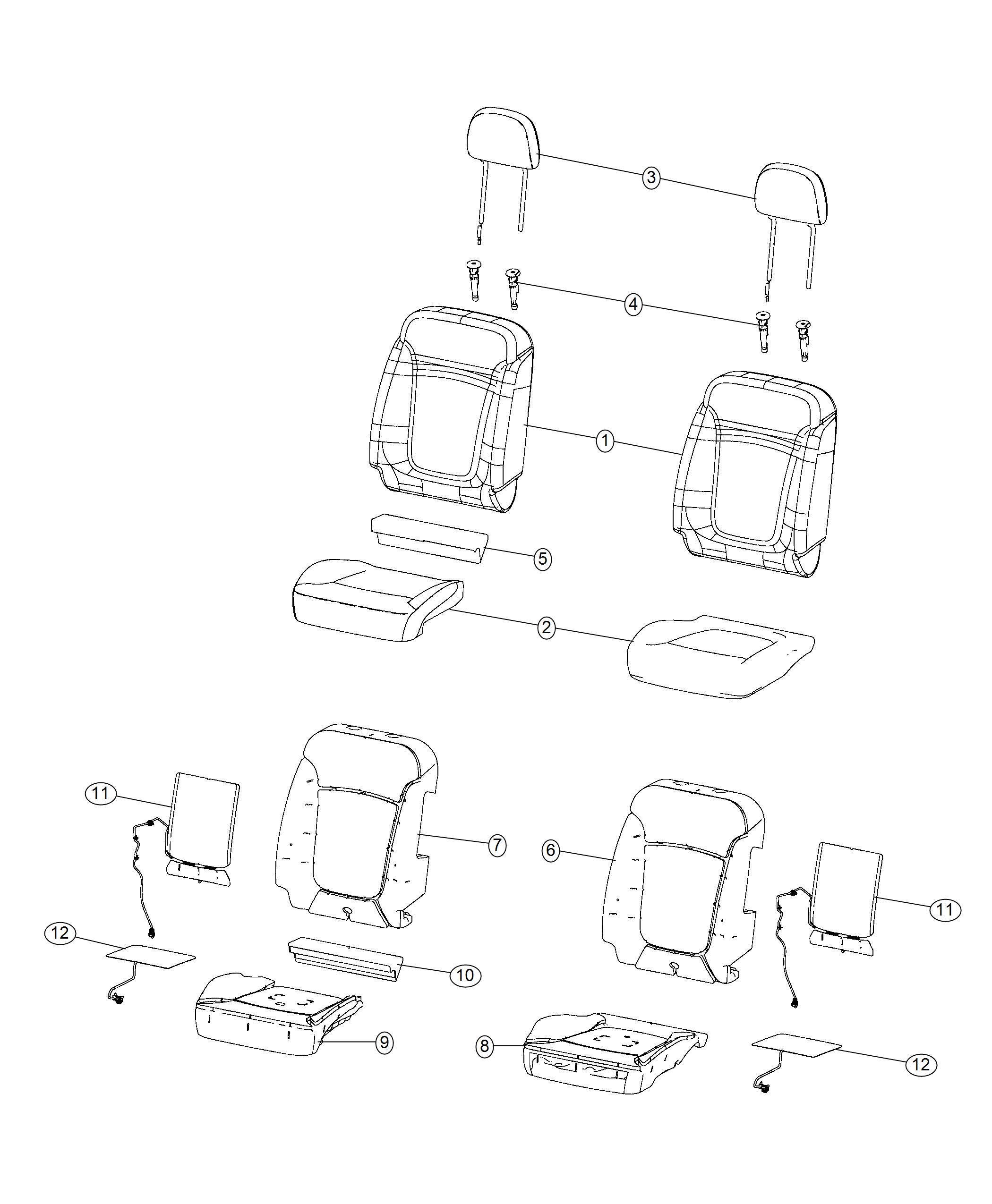 Diagram Front Seat - Bucket - Trim Code [-A5]. for your 2000 Chrysler 300  M 