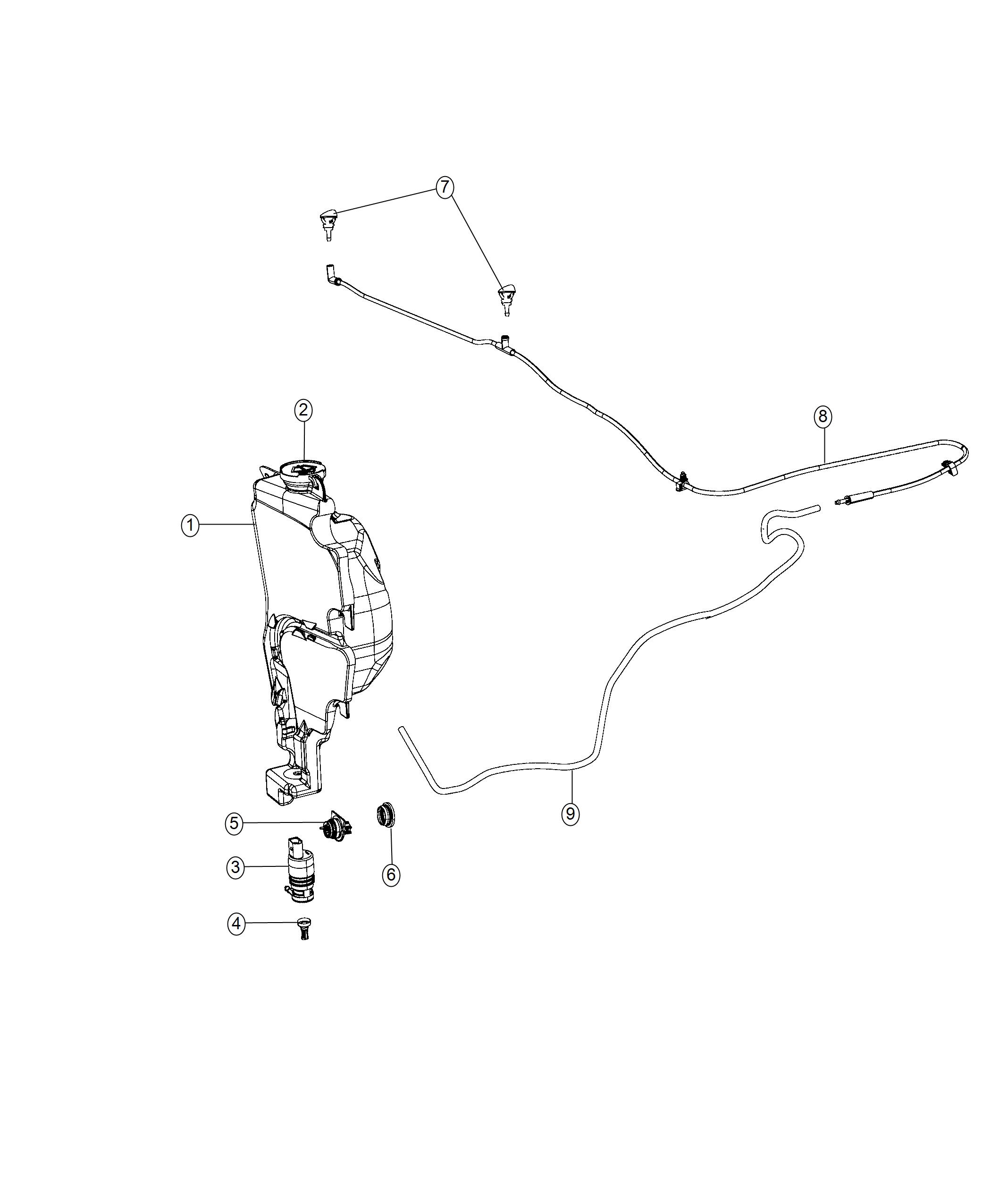 Diagram Hoses, Windshield Washer. for your 2019 Ram 1500   