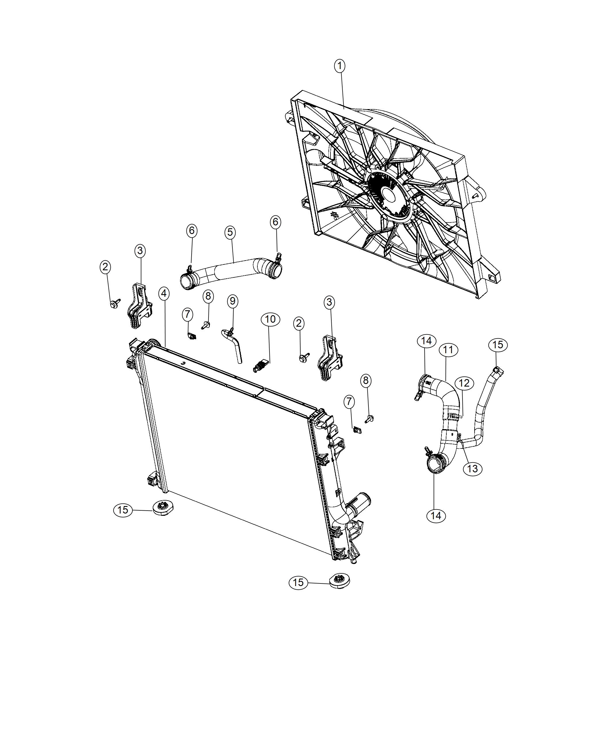 Diagram Radiator and Related Parts. for your 2004 Dodge Ram 3500 SLT QUAD CAB 5.9L HO Cummins Turbo Diesel M/T 4X2 
