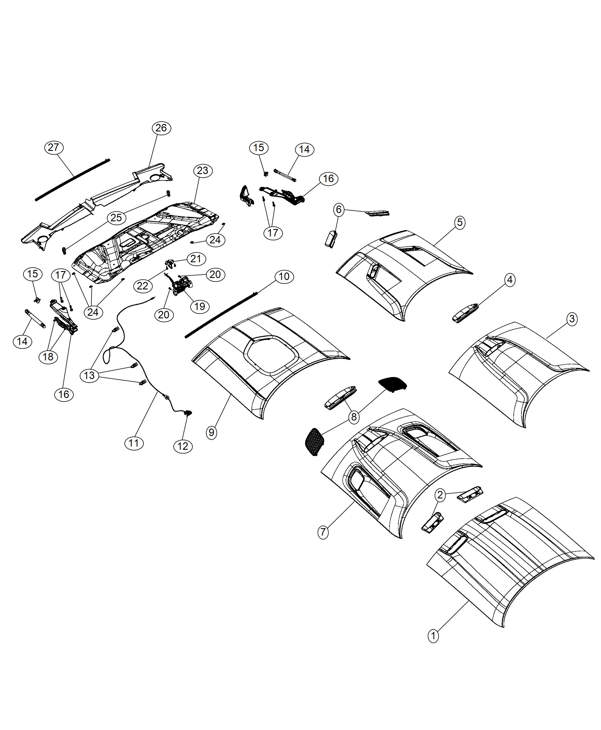 Diagram Hood and Related Parts. for your 2017 Dodge Challenger   