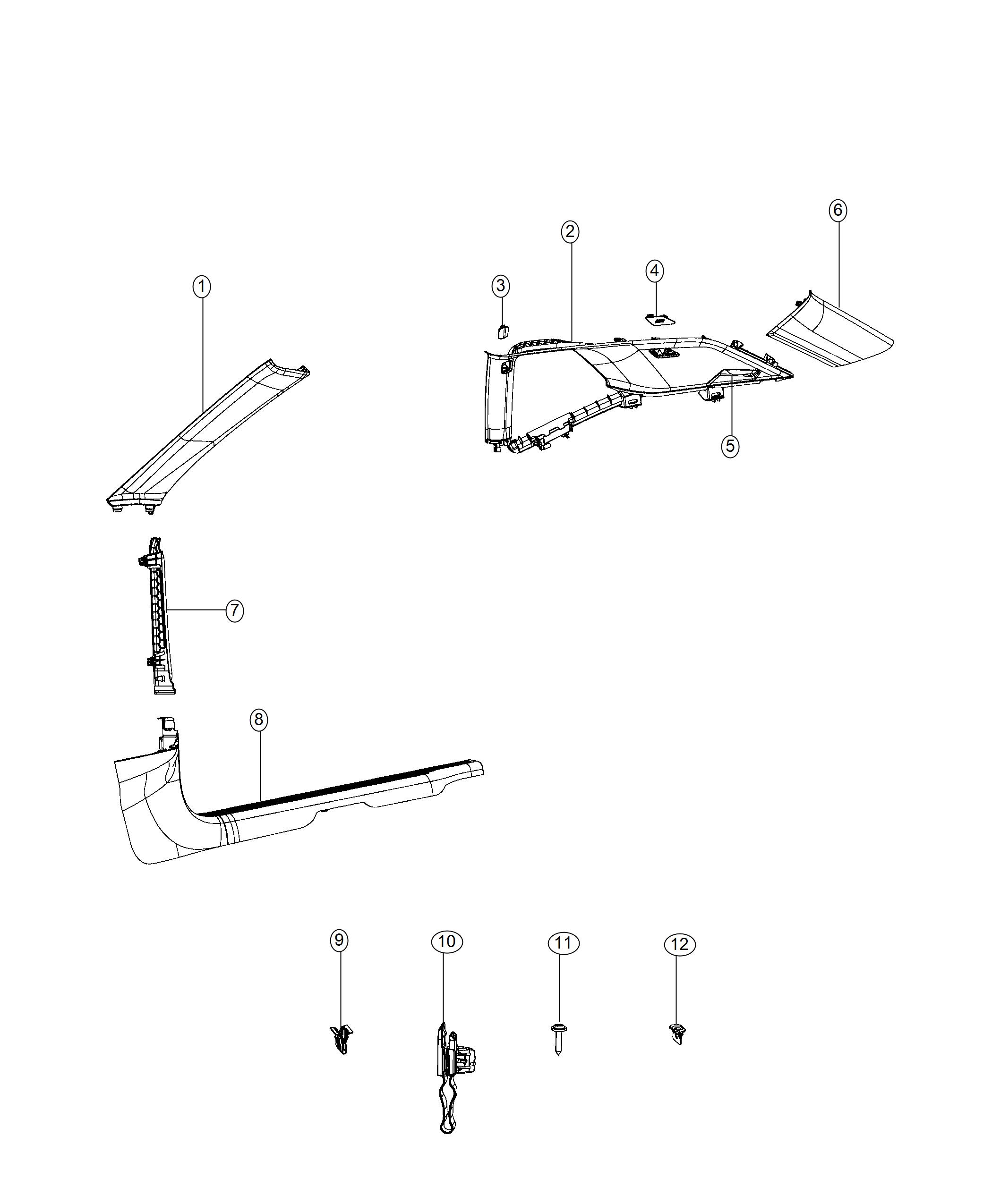 Interior Moldings and Scuff Plates. Diagram