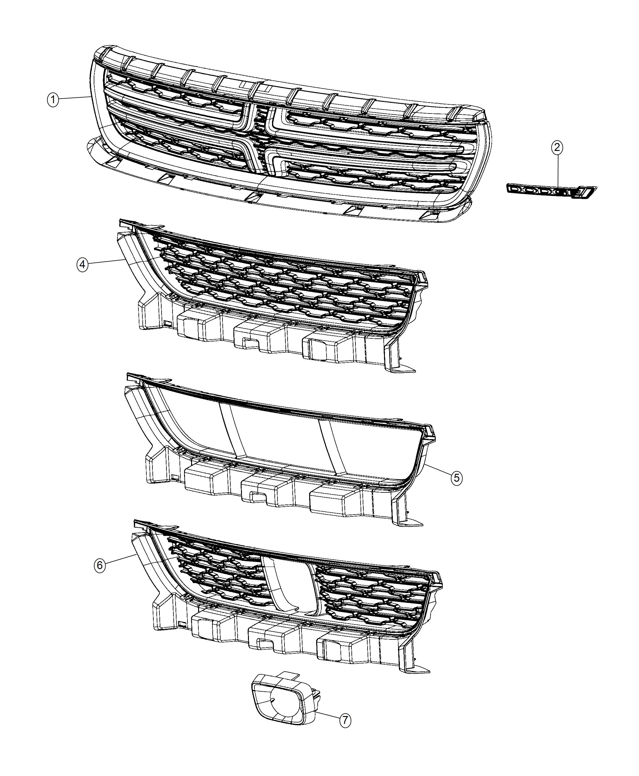 Diagram Grilles and Related Items. for your Dodge