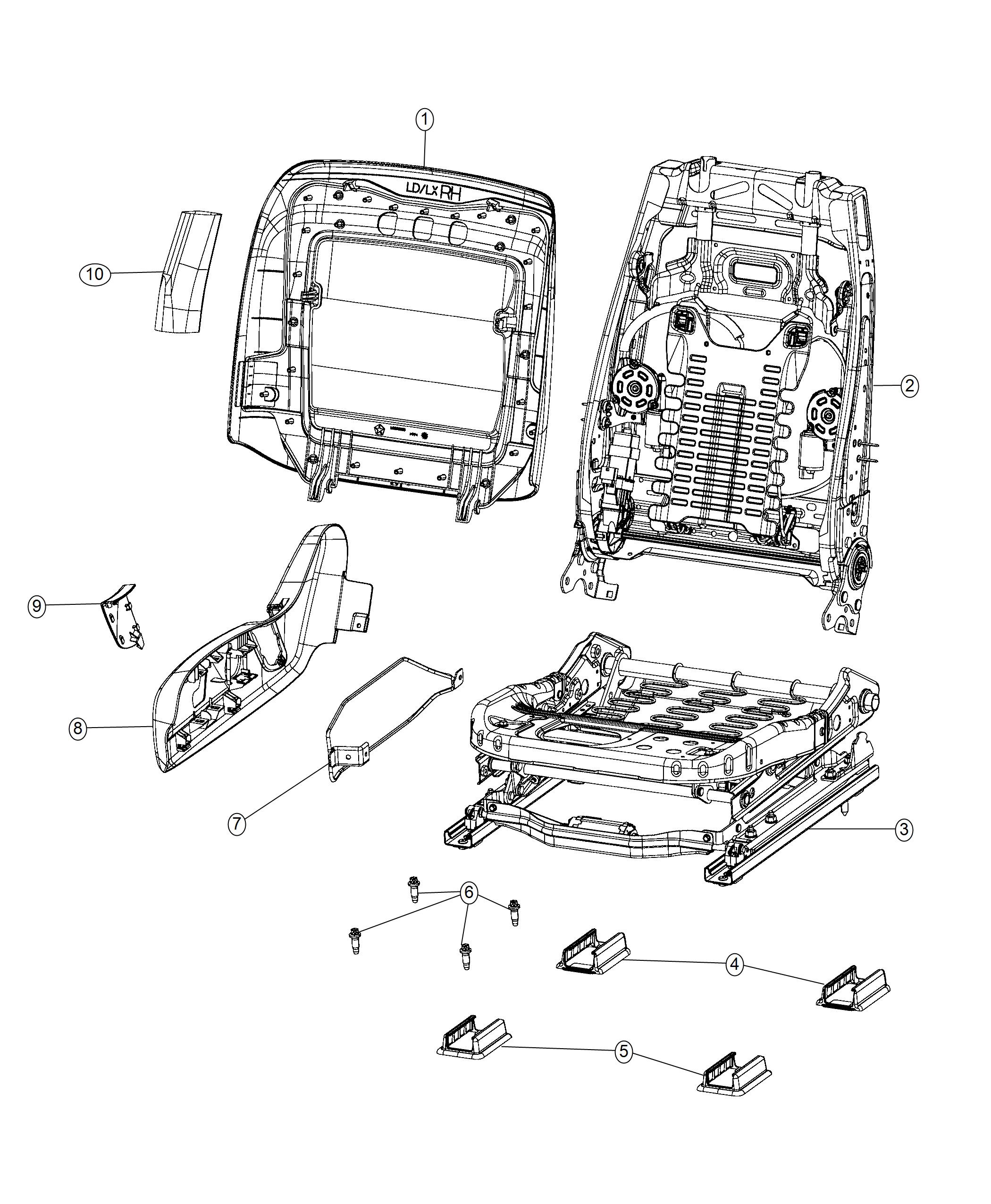 Diagram Adjusters, Recliners and Shields - Passenger Seat - Power. for your 2015 Dodge Grand Caravan   