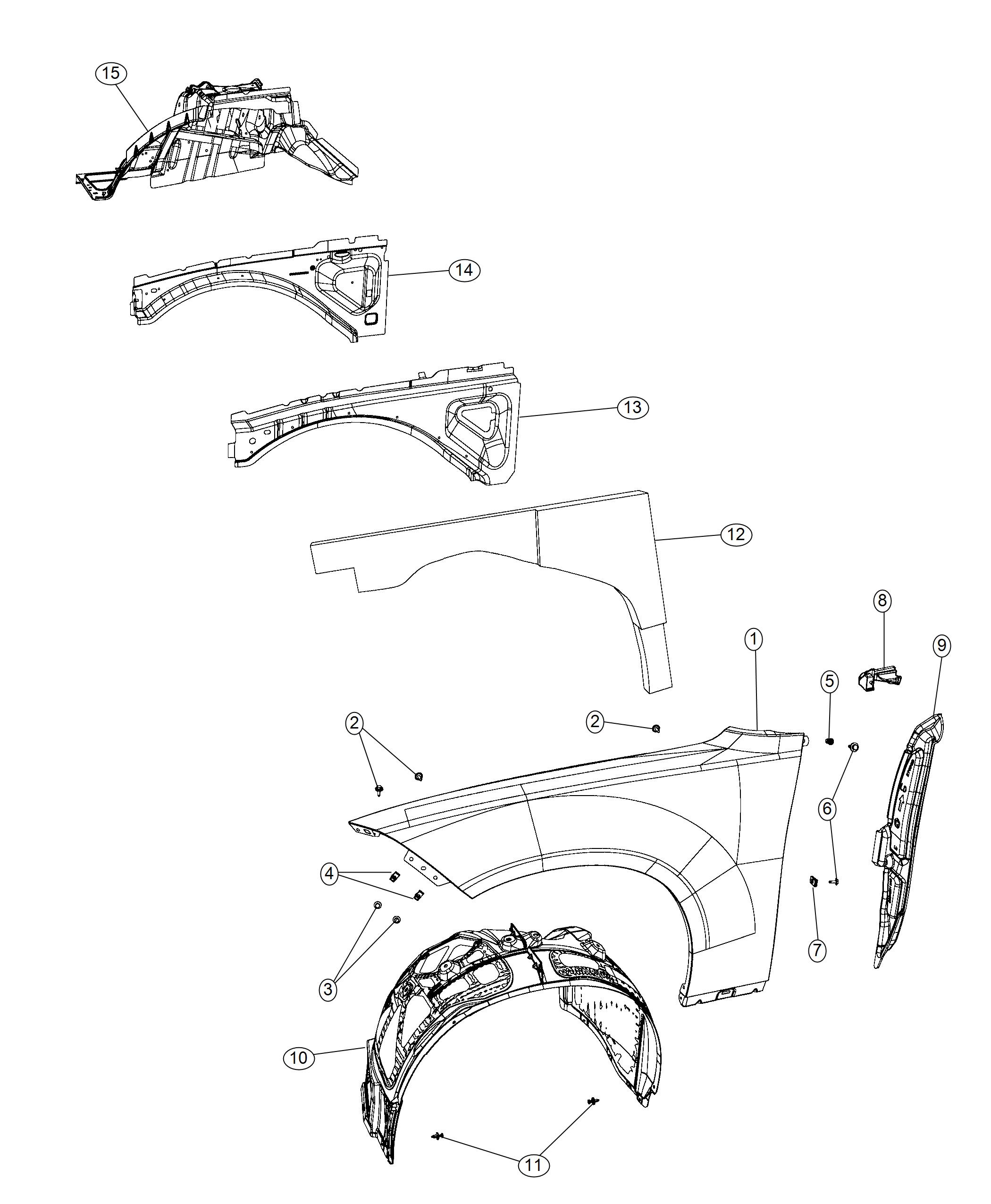 Diagram Front Fenders. for your Dodge Charger  