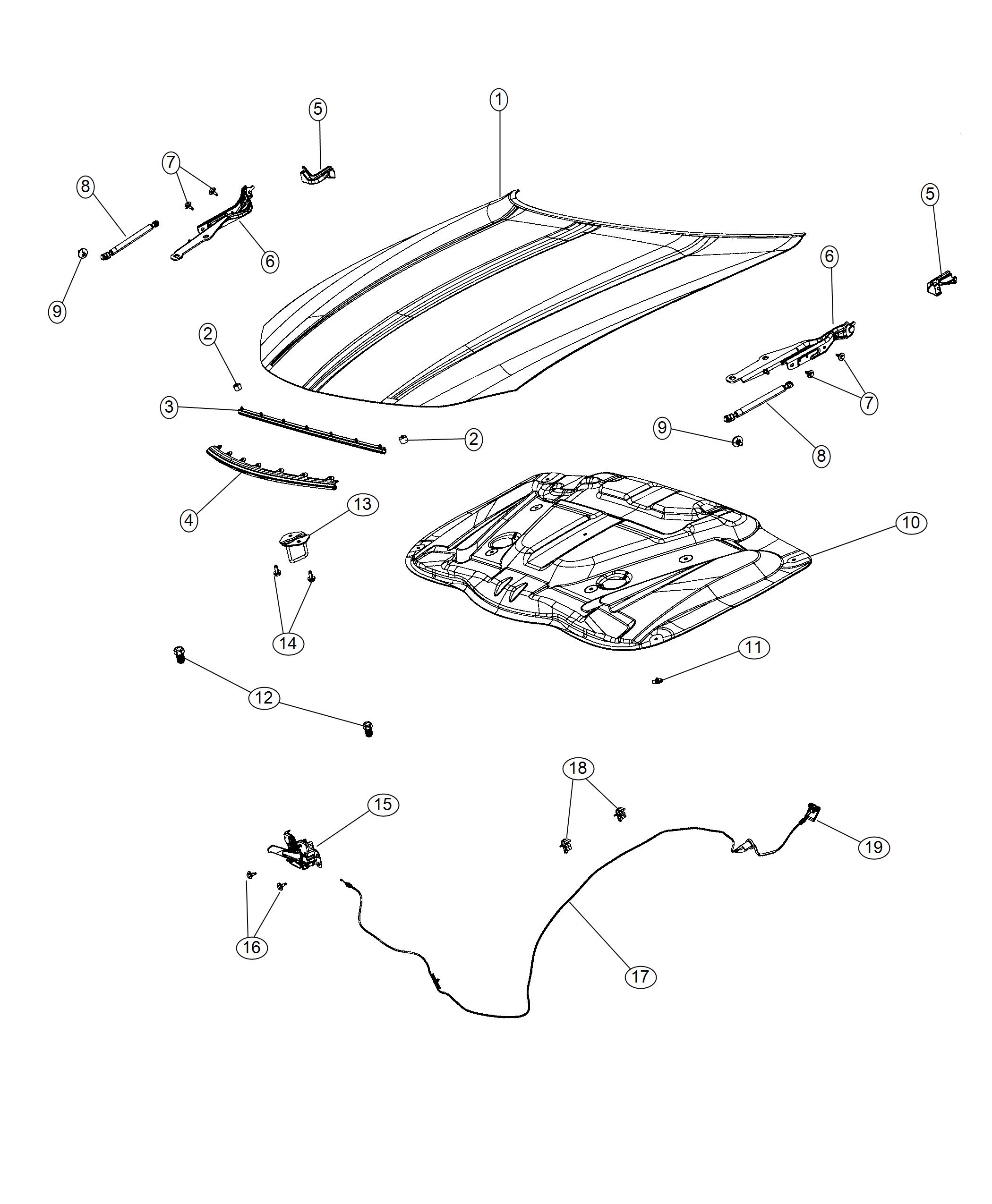 Diagram Hood and Related Parts. for your Dodge Charger  