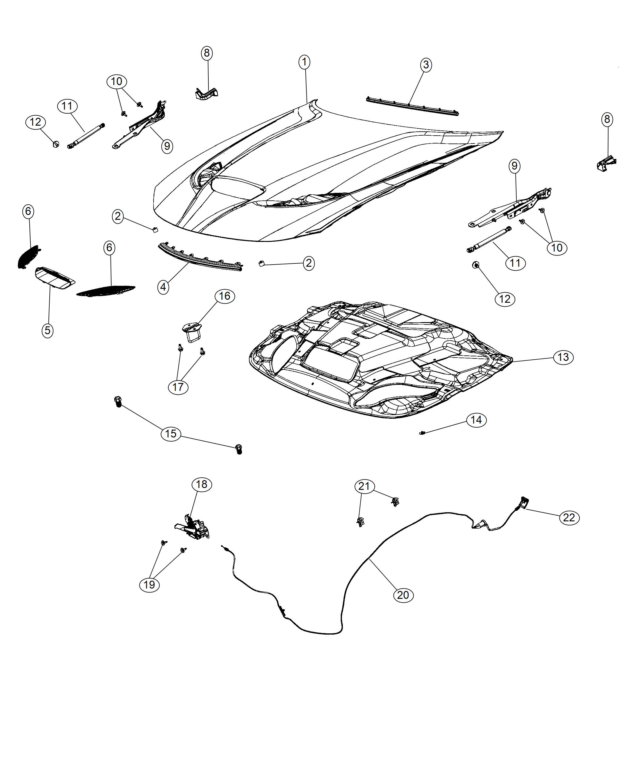 Diagram Hood and Related Parts. for your 2004 Chrysler 300  M 