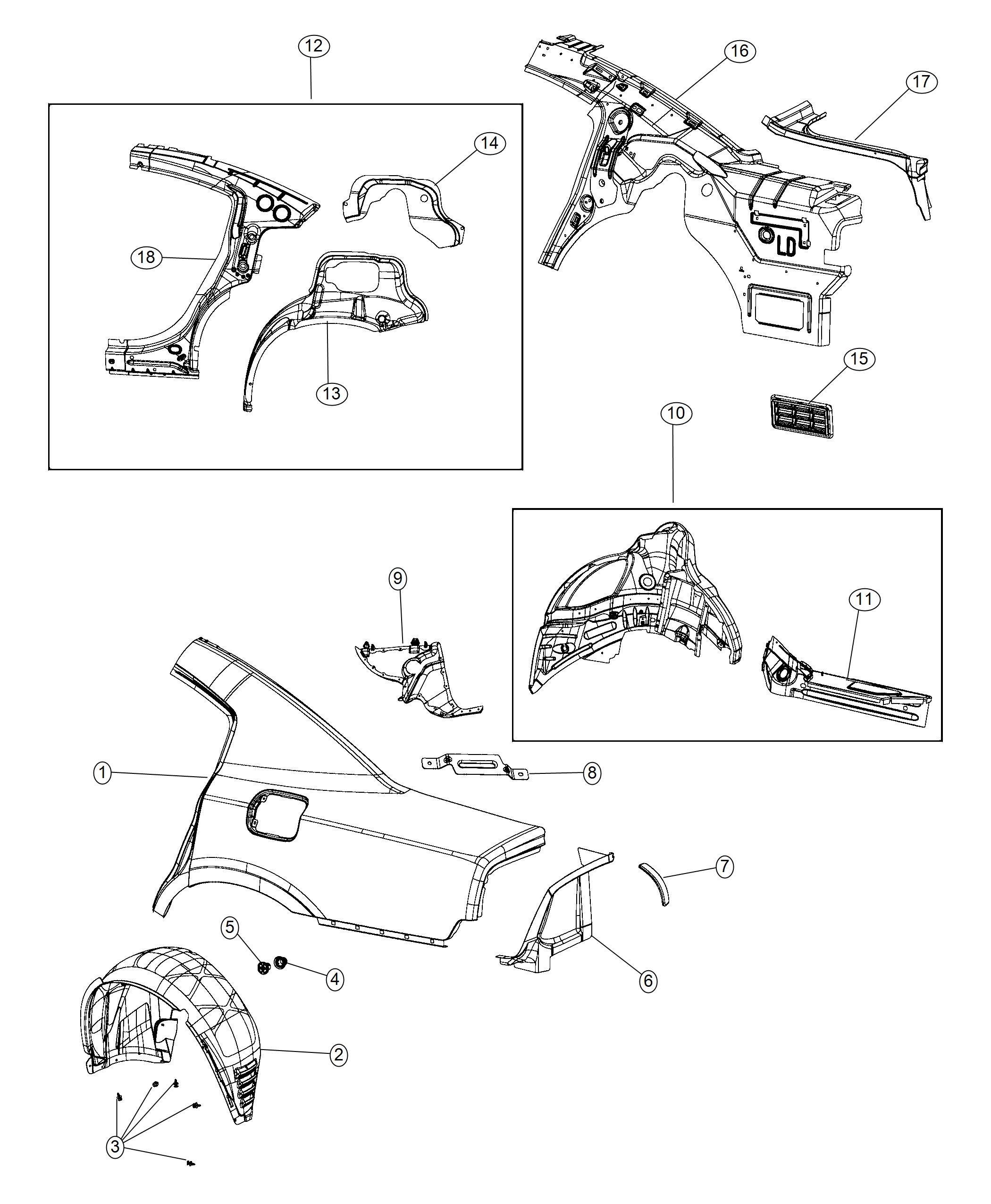 Diagram Rear Quarter Panel. for your Dodge Charger  