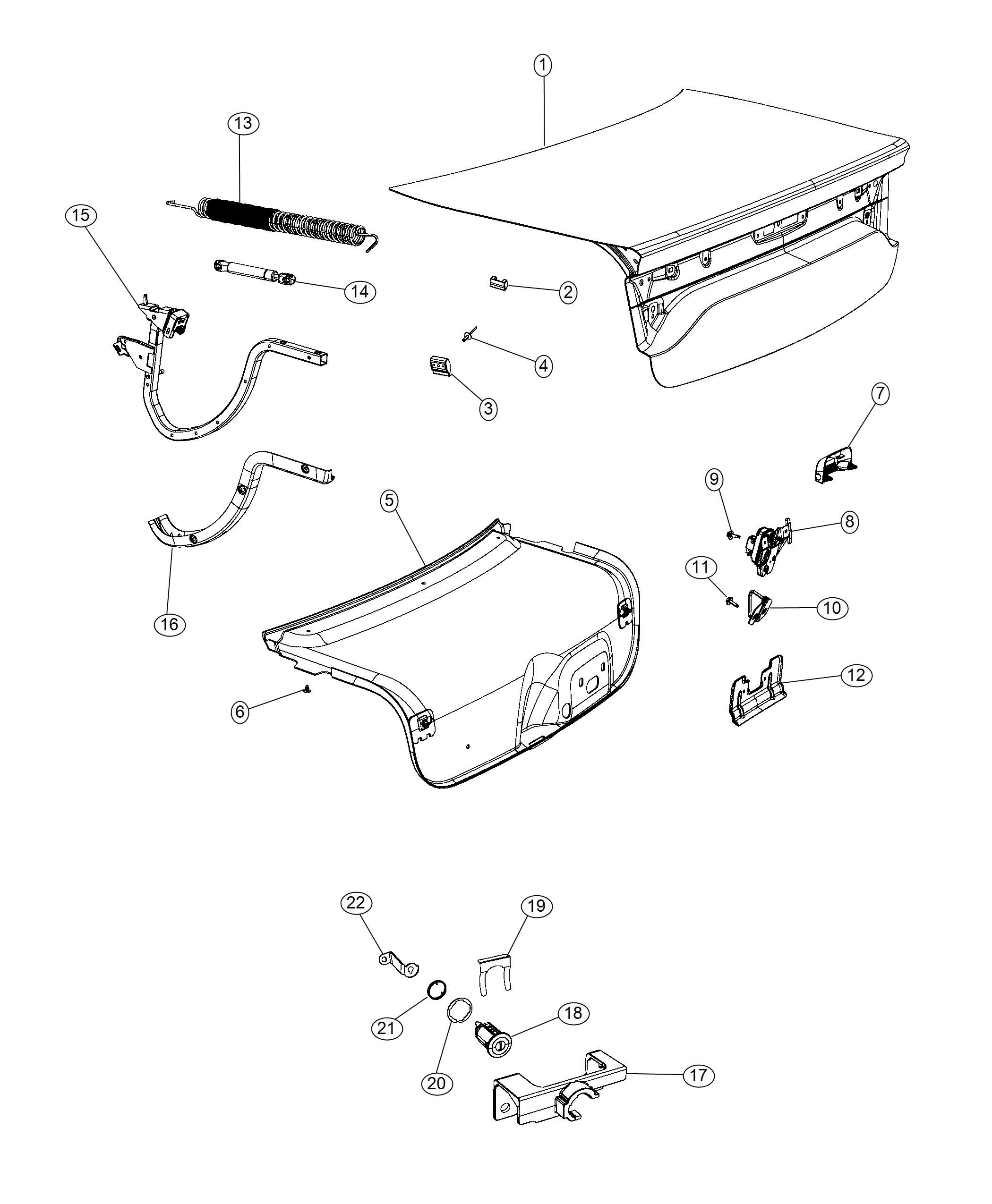 Diagram Decklid and Related Parts. for your Dodge