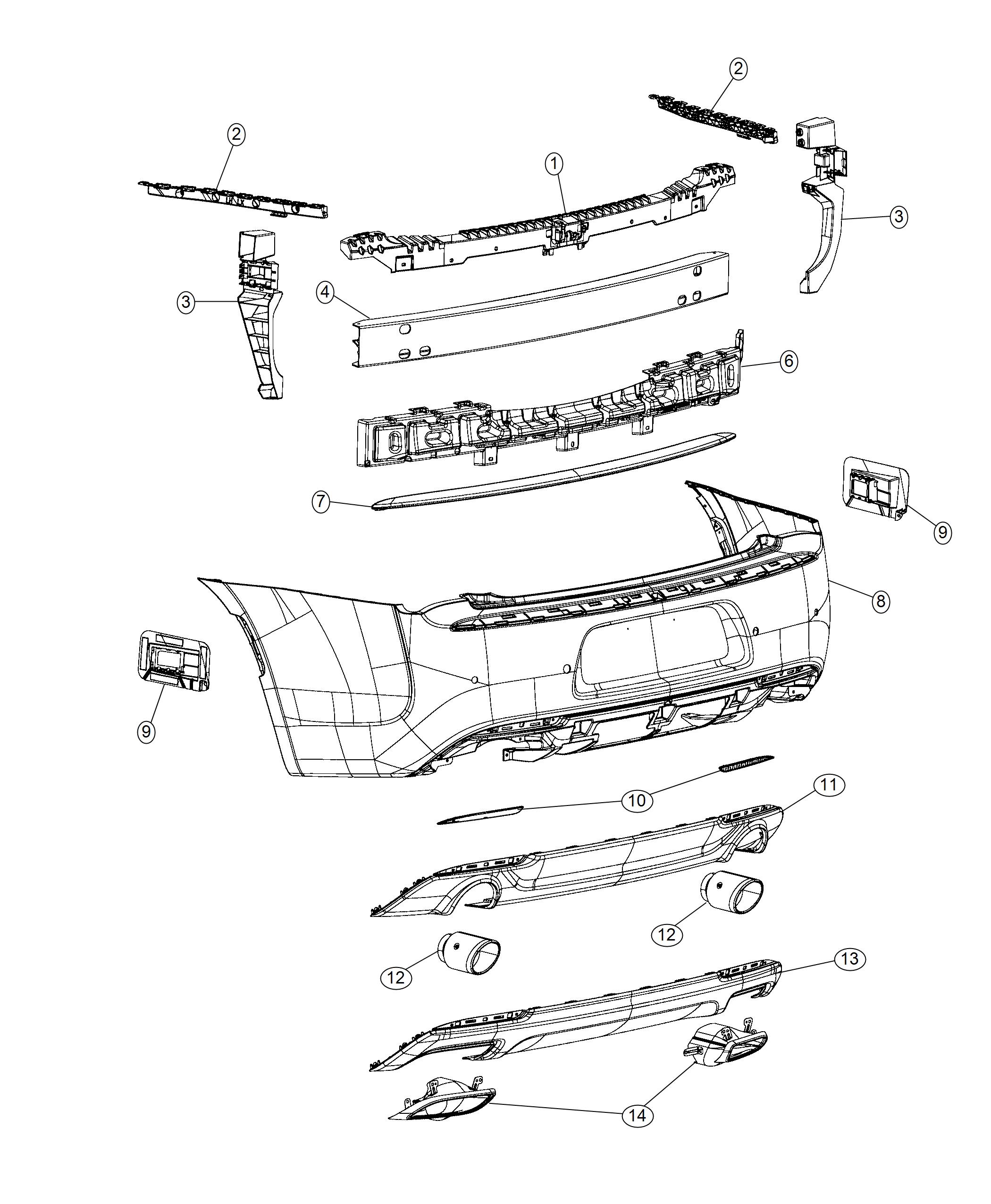 Diagram Fascia, Rear. for your Chrysler 300  