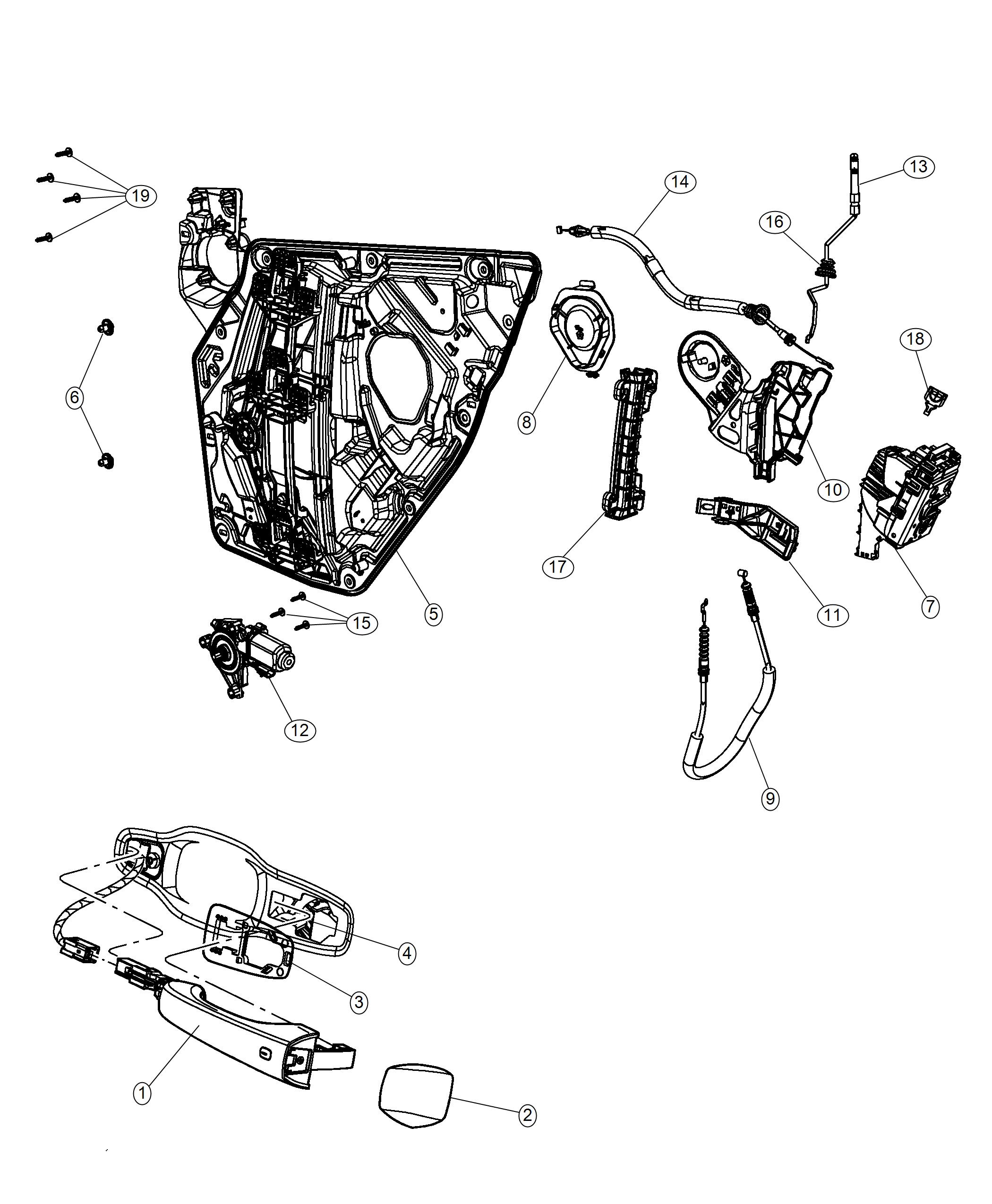 Diagram Rear Door, Hardware Components. for your Chrysler 300  M