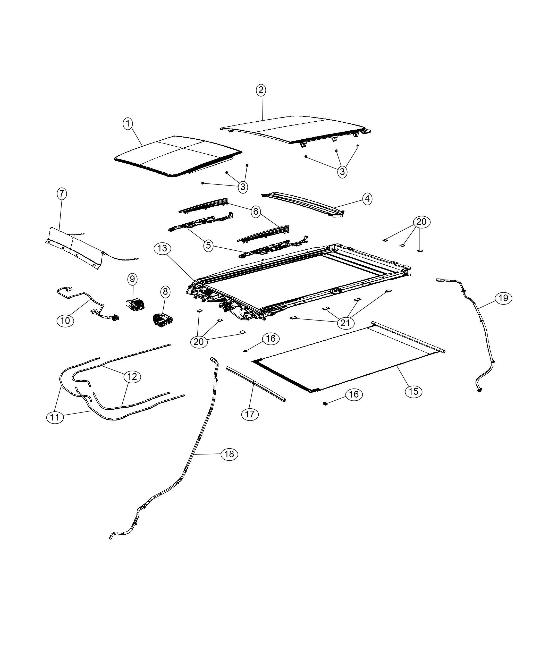 Diagram Sunroof and Component Parts. for your Chrysler 300  