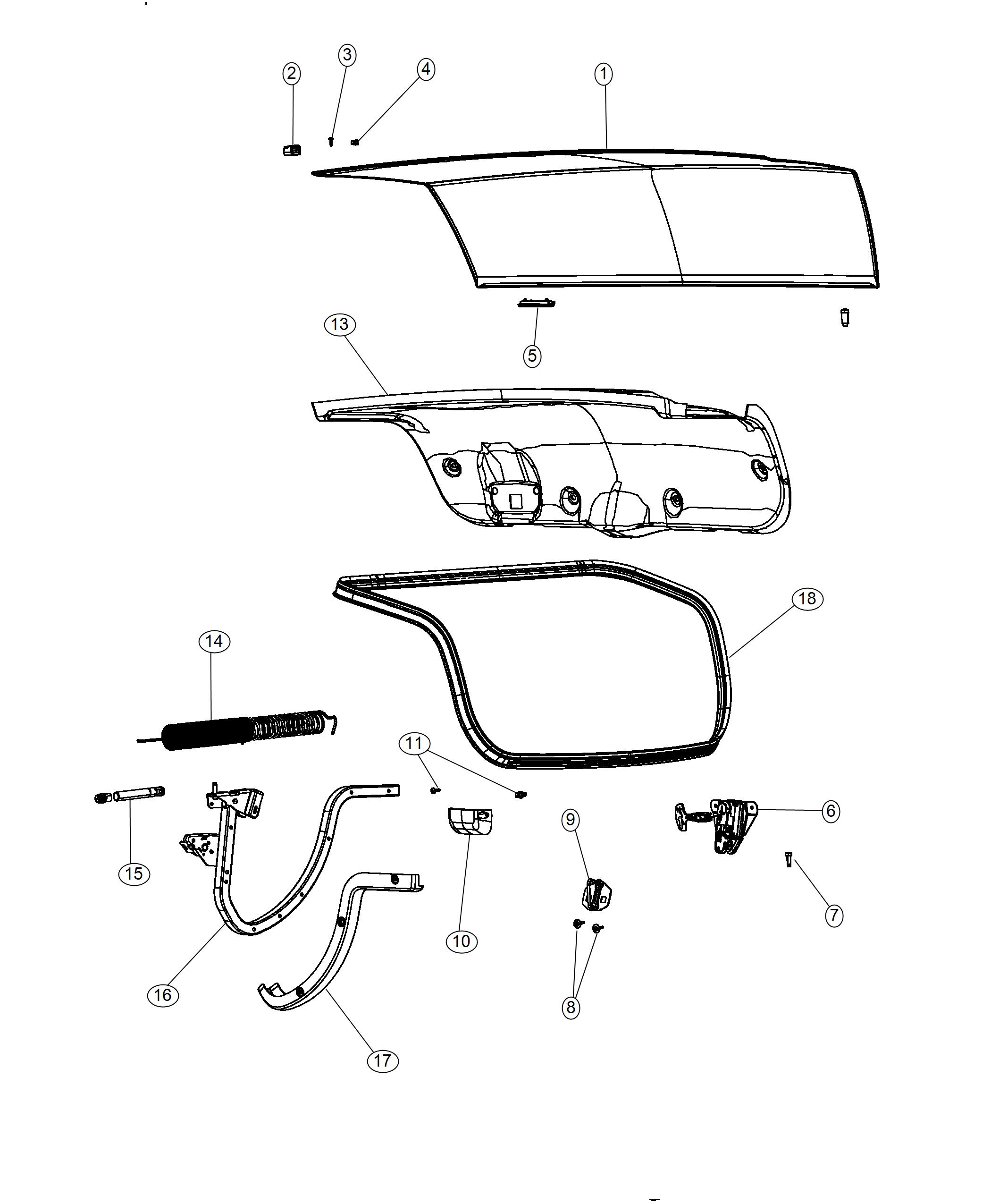 Decklid and Related Parts. Diagram