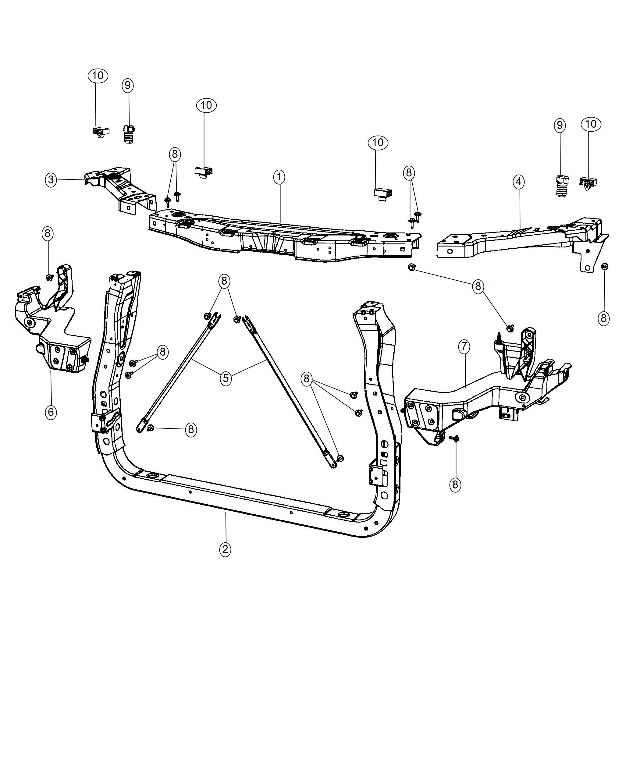 Diagram Radiator Support. for your 2000 Dodge Ram 1500   