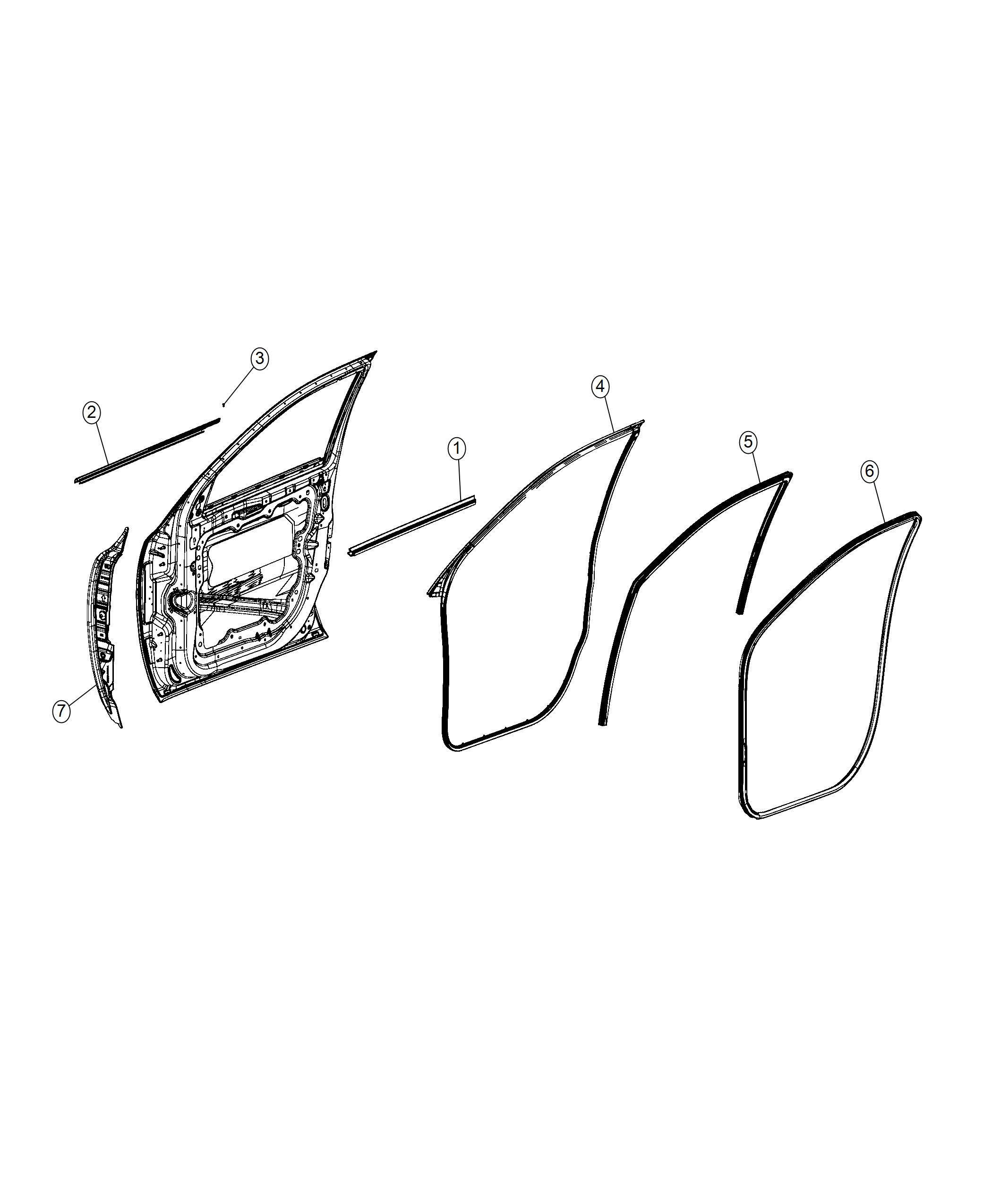 Diagram Weatherstrips, Front Door. for your 2009 Dodge Journey   