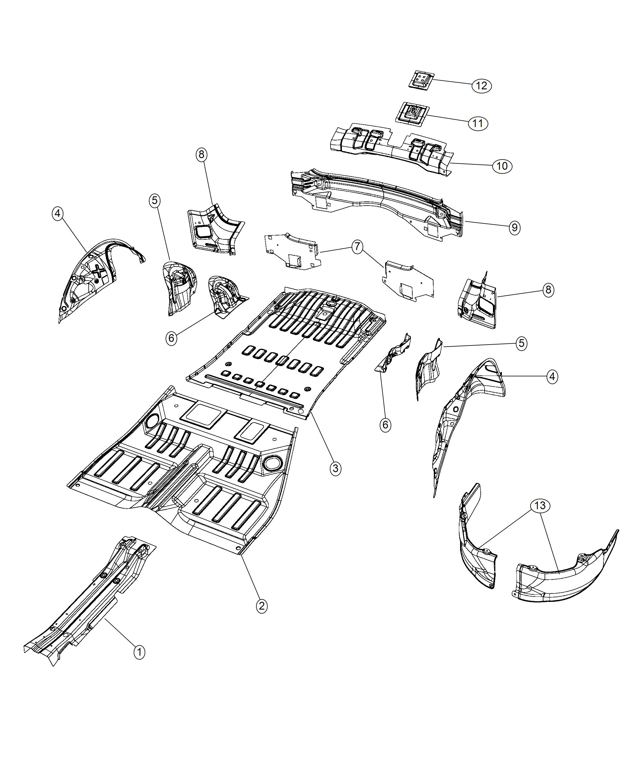 Diagram Rear Floor Pan. for your 2000 Chrysler 300  M 