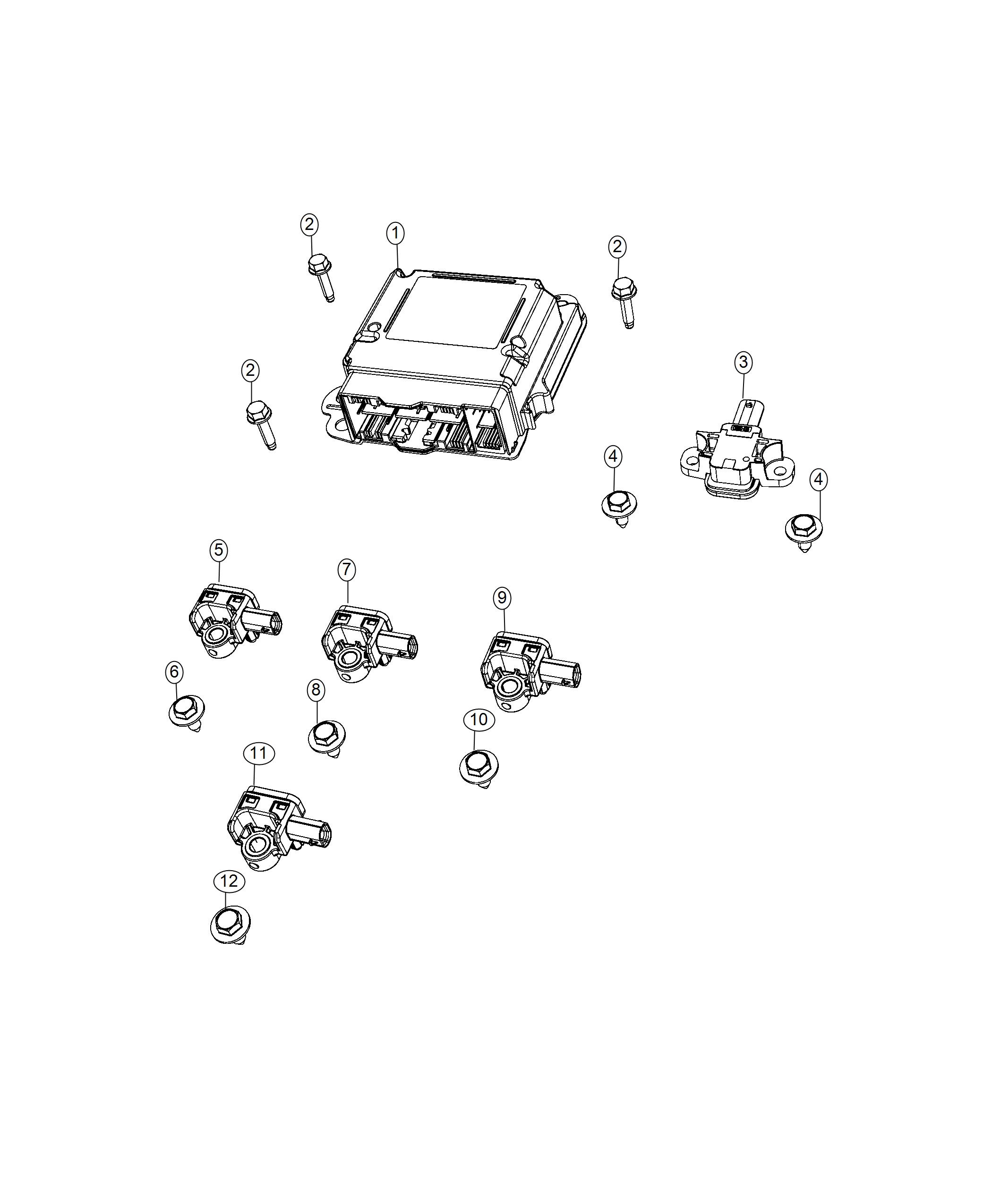 Module, Impact Sensors and Occupant Restraint. Diagram