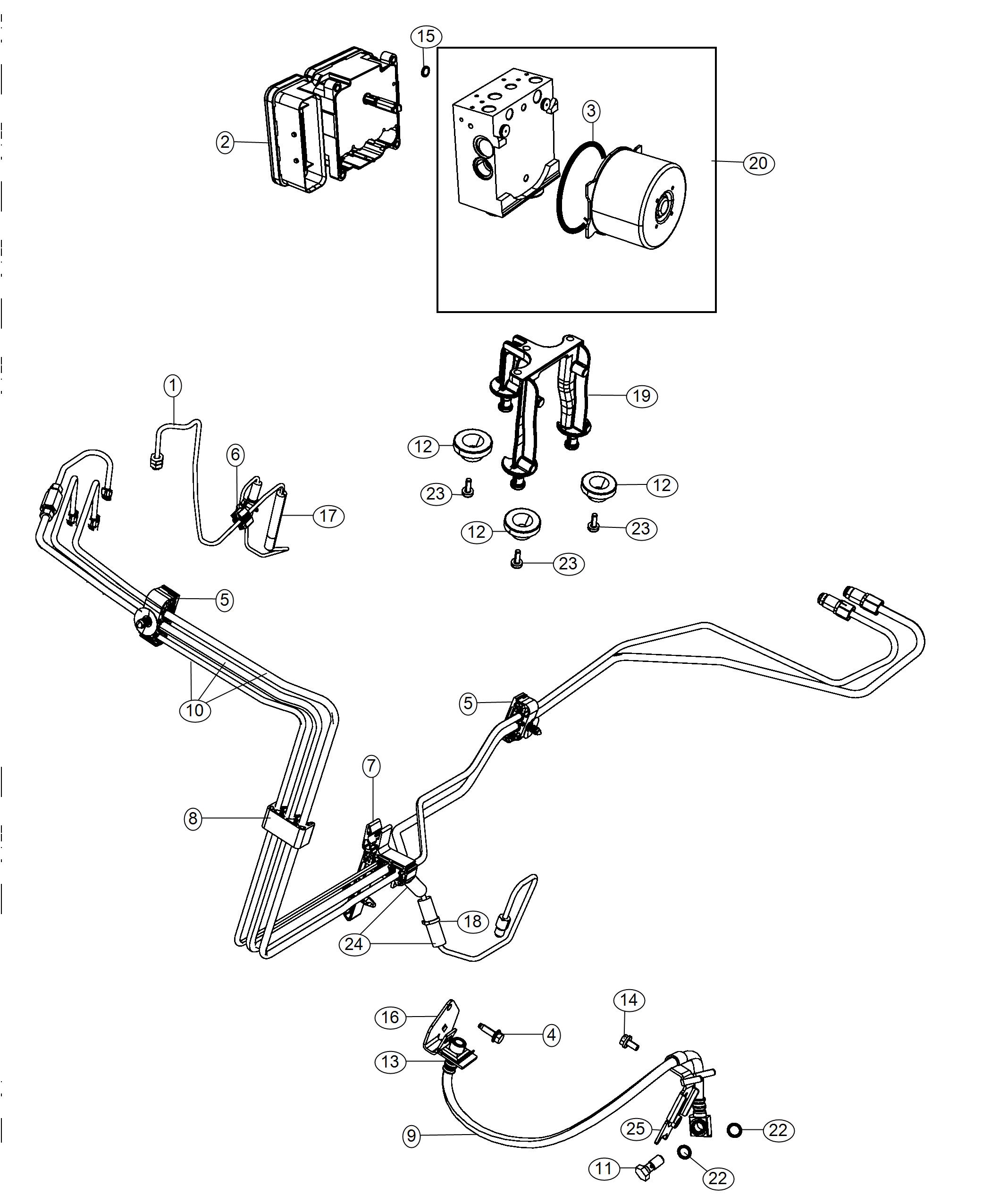 Diagram HCU and Tubes, Front. for your Chrysler 300  M