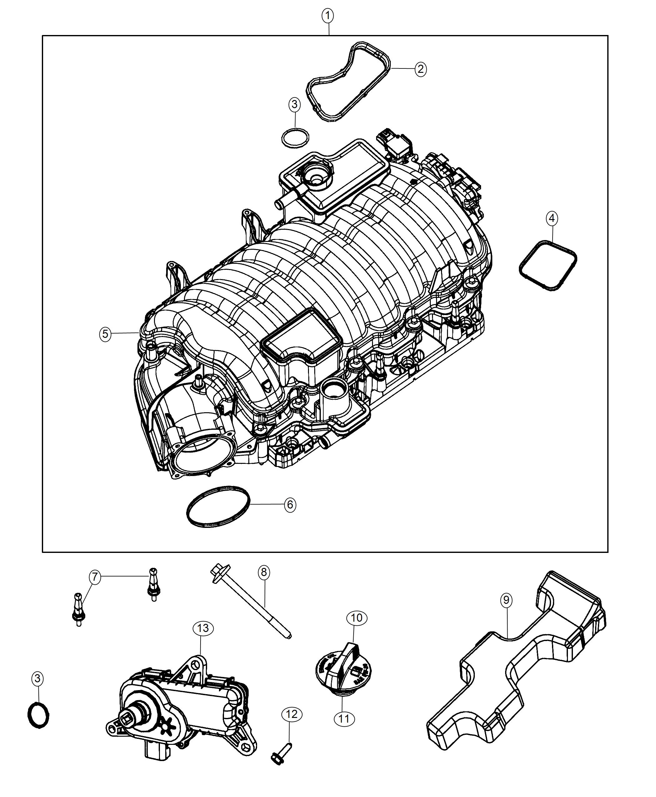 Diagram Engine Intake Manifold 6.4L With MDS. for your 2002 Chrysler 300  M 