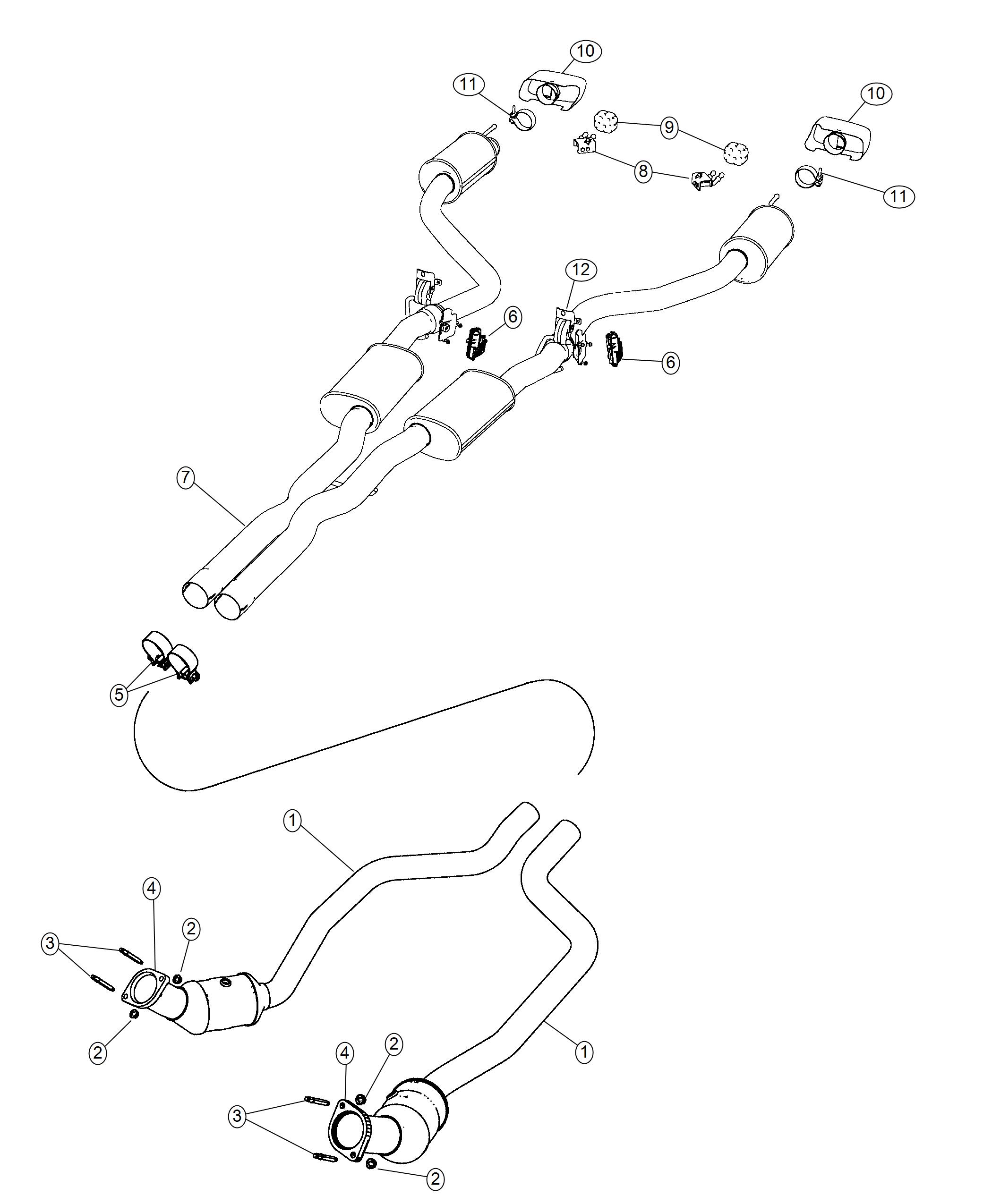 Exhaust System 6.4L [6.4L V8 SRT HEMI Engine], [6.4L V8 SRT HEMI MDS Engine]. Diagram