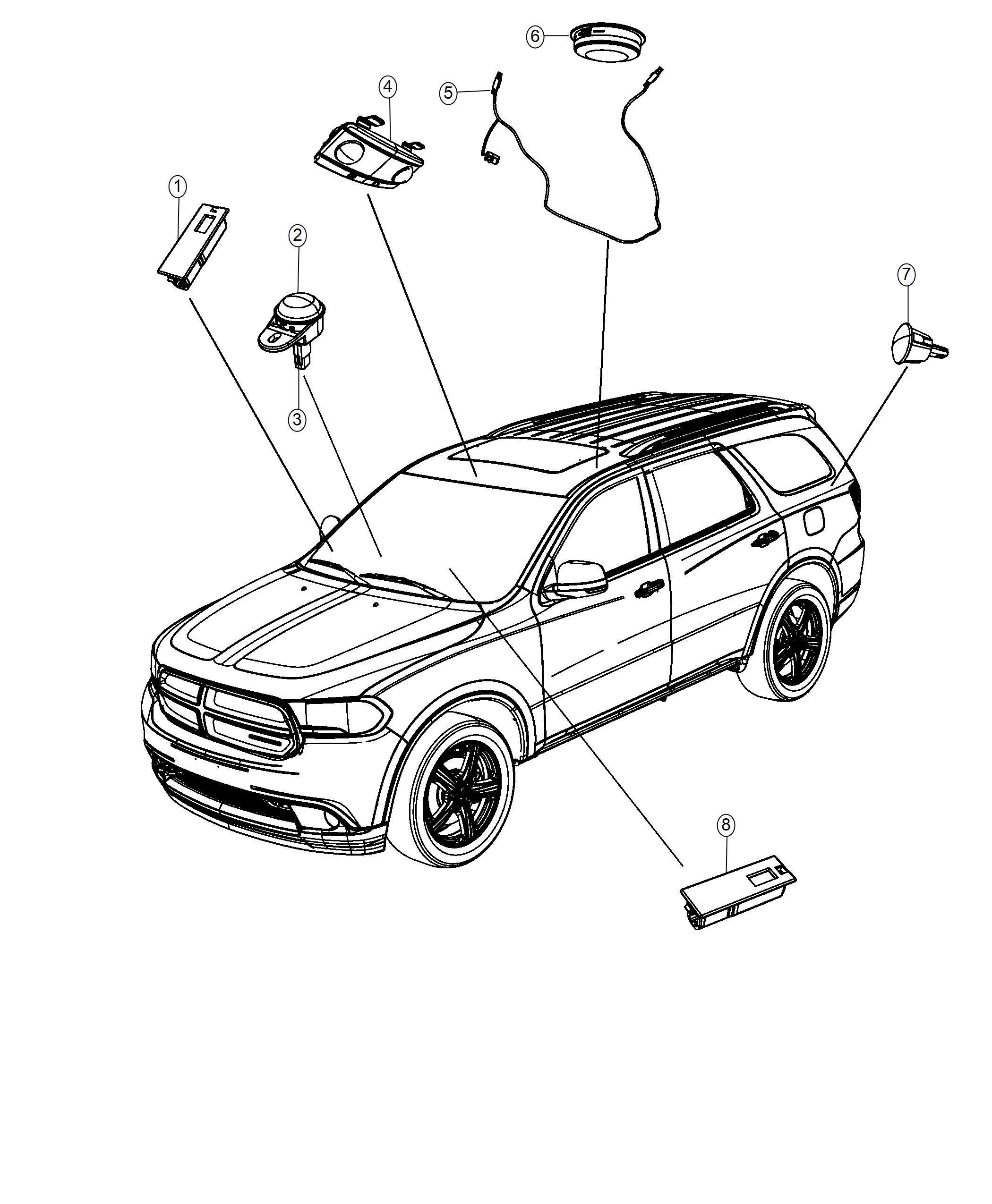 Diagram Lamps, Interior. for your 2001 Dodge Durango   