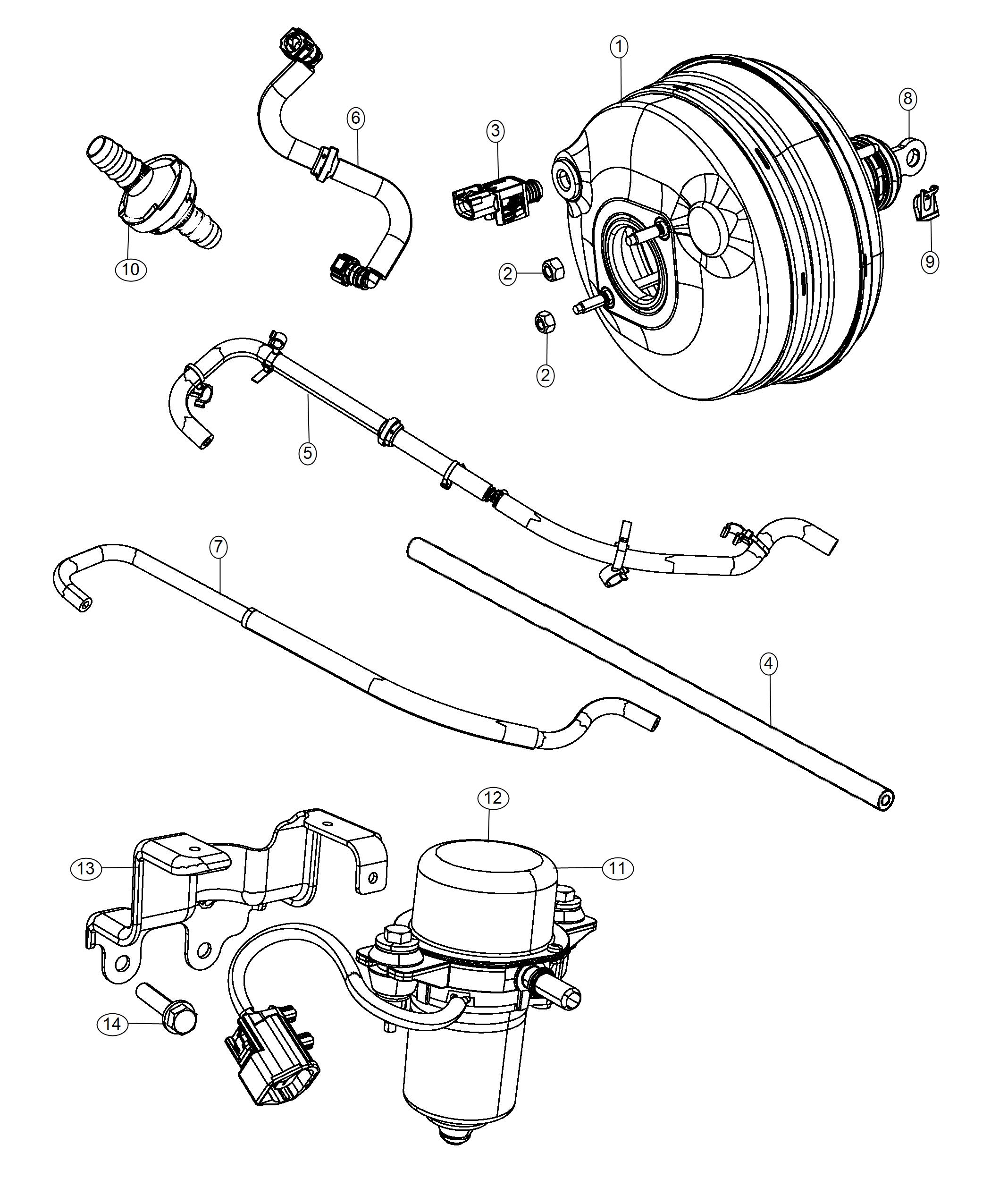 Diagram Booster and Pump, Vacuum Power Brake. for your Dodge Charger  