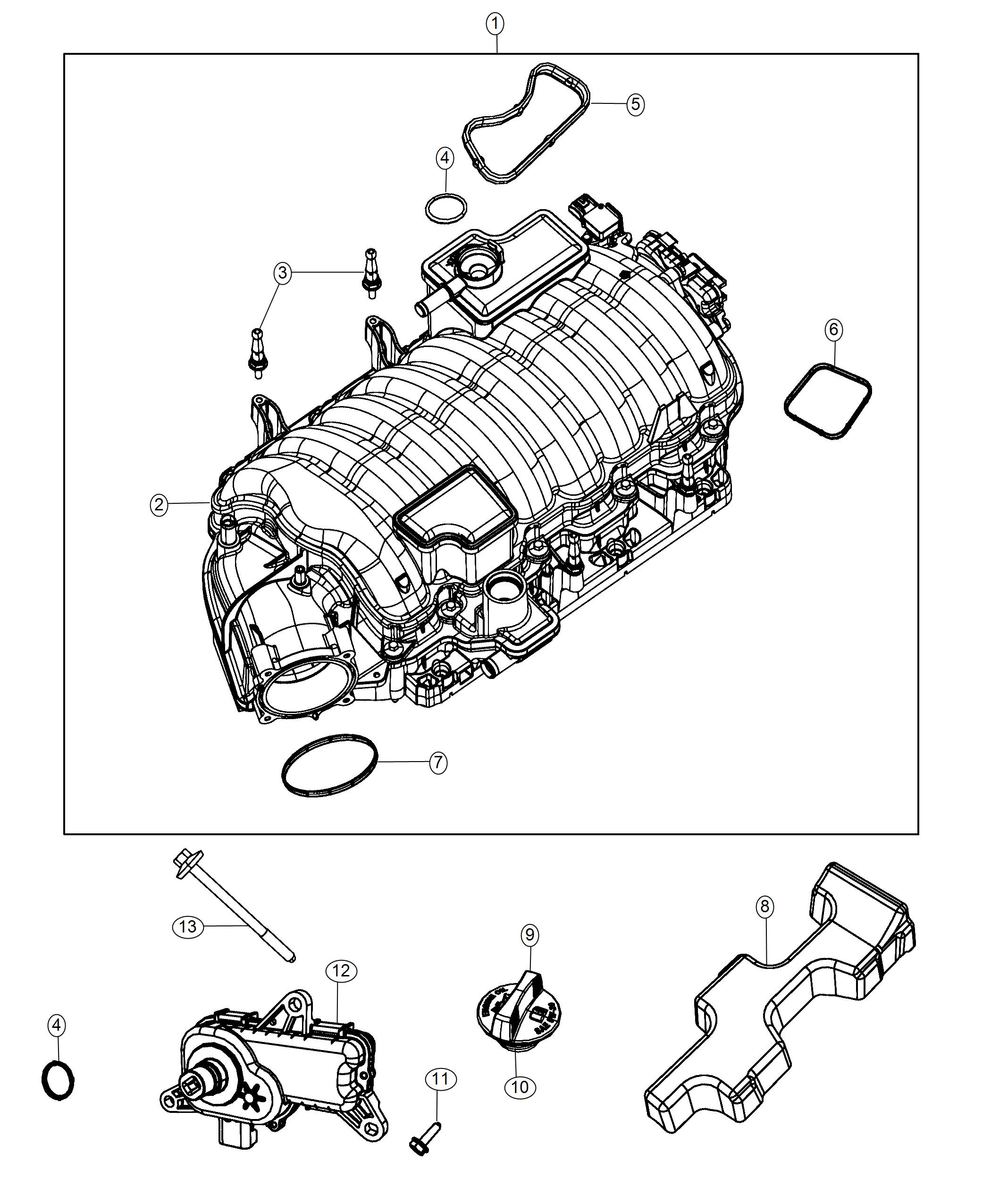 Diagram Engine Intake Manifold 6.4L. for your 2002 Chrysler 300  M 