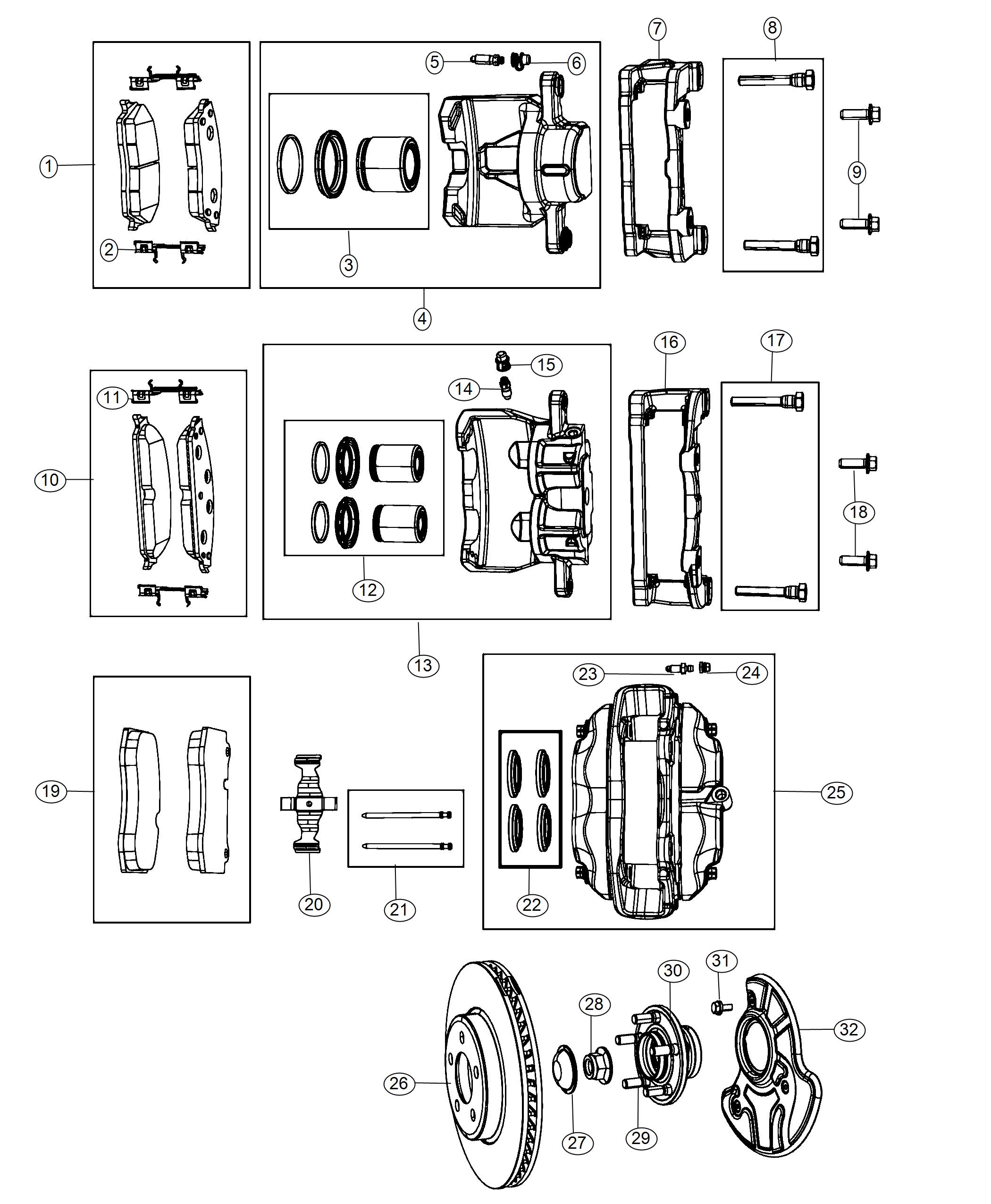 Diagram Brakes, Front, RWD [Anti-Lock 4-Wheel Disc Brakes]. for your Chrysler