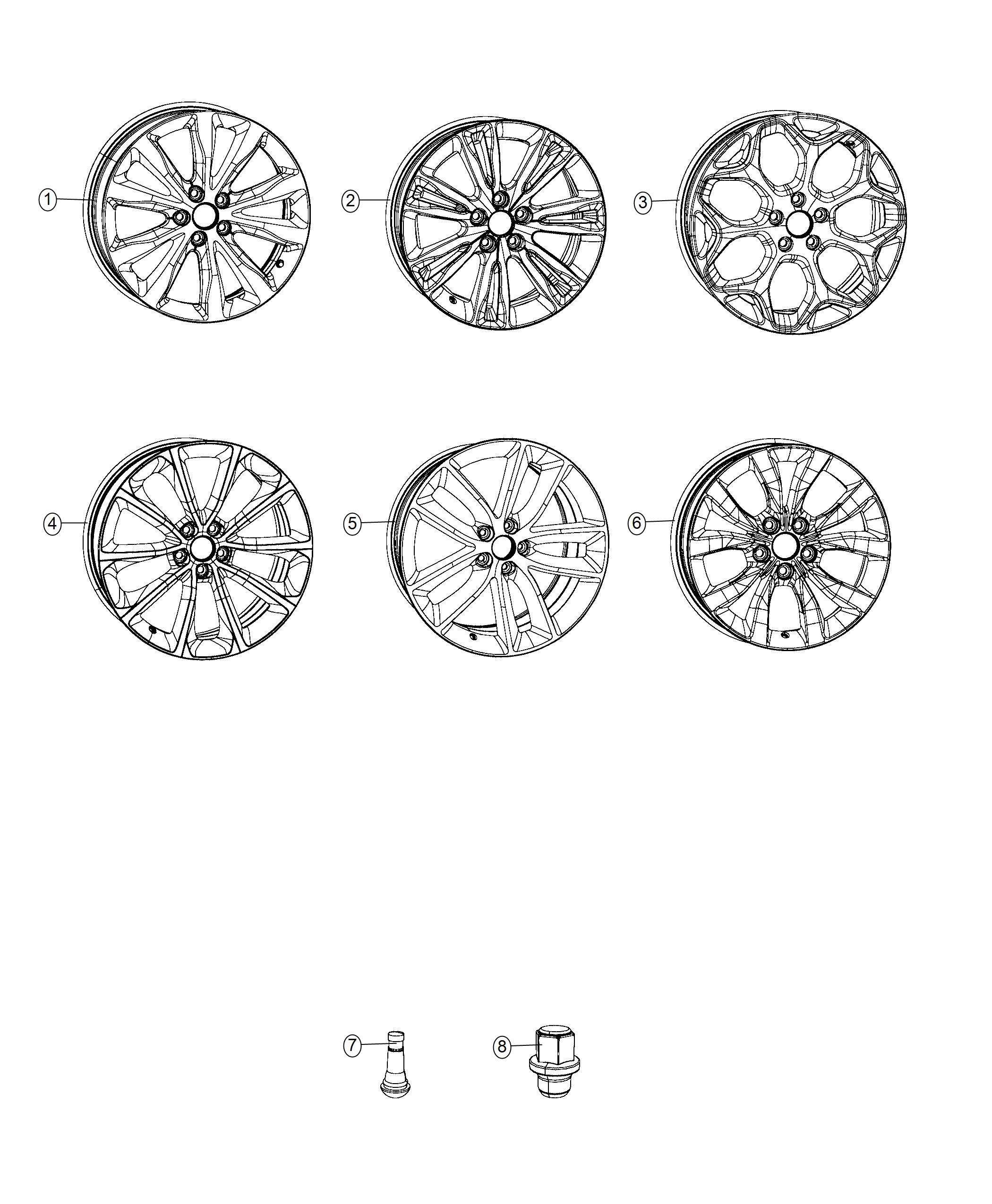 Diagram Wheels and Hardware. for your 2015 Dodge Journey   